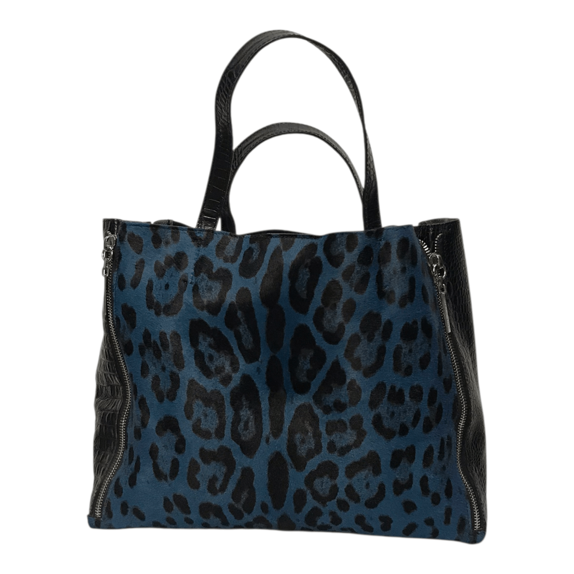 Genuine Leather enrico Pucci Crocodile With Leopard Fur Leather HandBag Size ONE SIZE - 6 Thumbnail