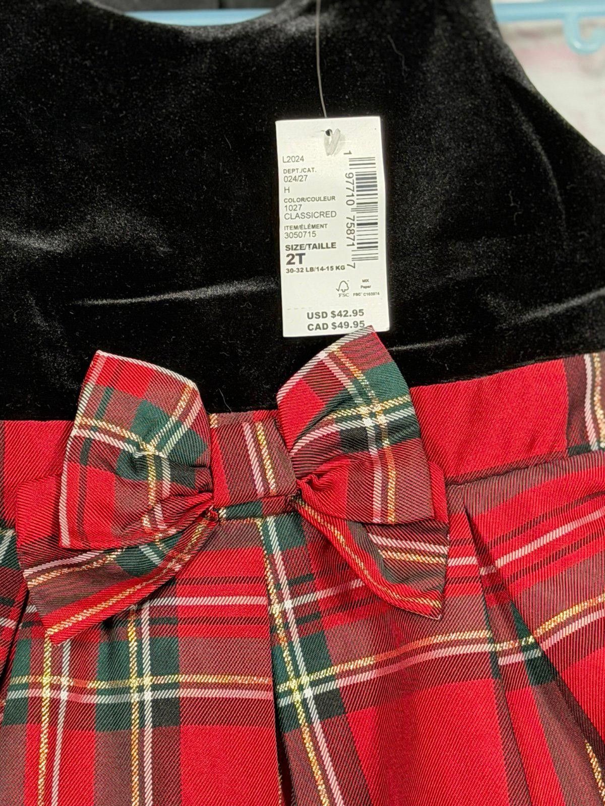 Other The Children's Place 2T Plaid Holiday Dress NWT Size ONE SIZE - 2 Thumbnail