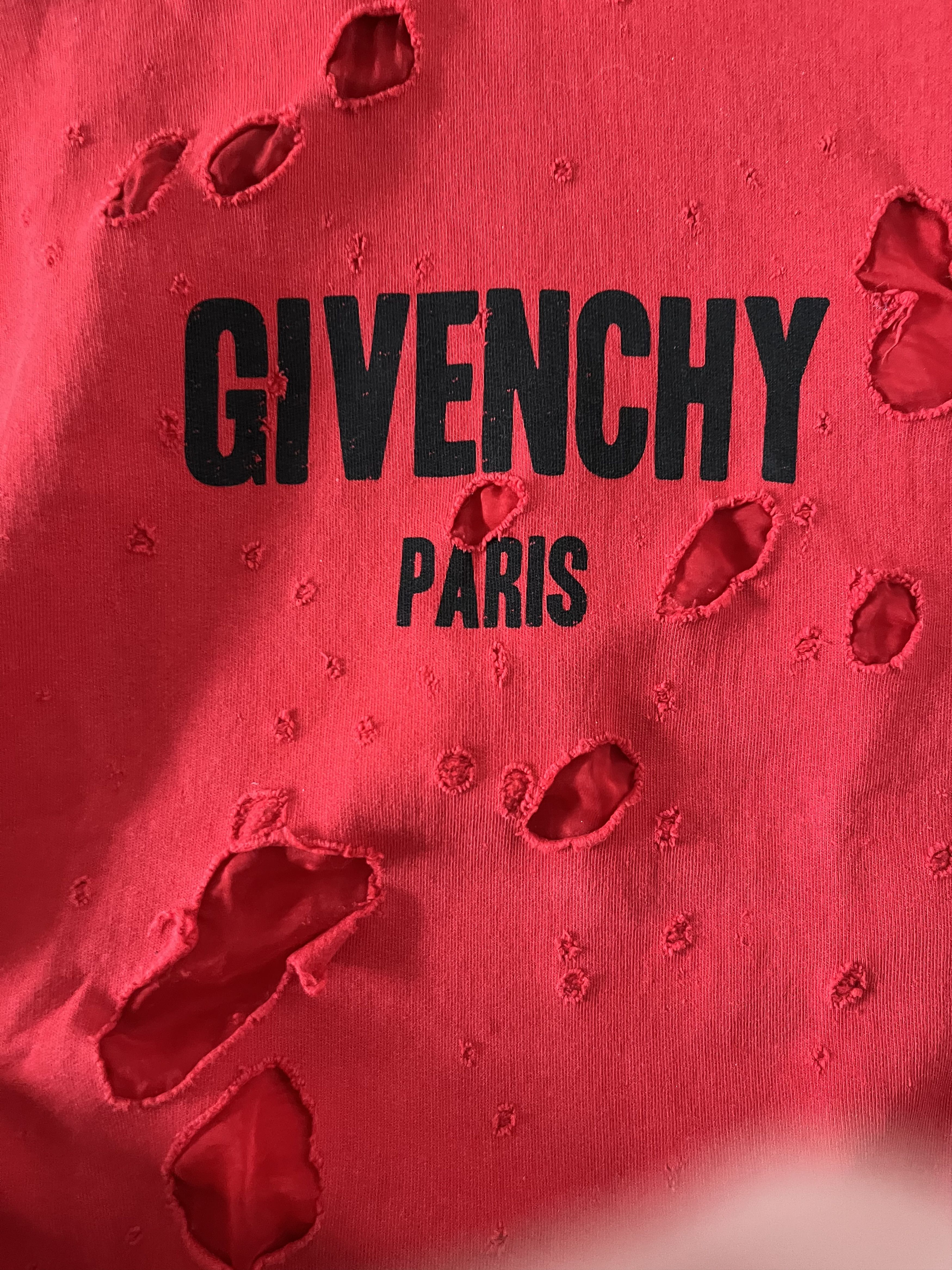 Givenchy Givenchy Red Distressed Hoodie Size US M / EU 48-50 / 2 - 4 Thumbnail