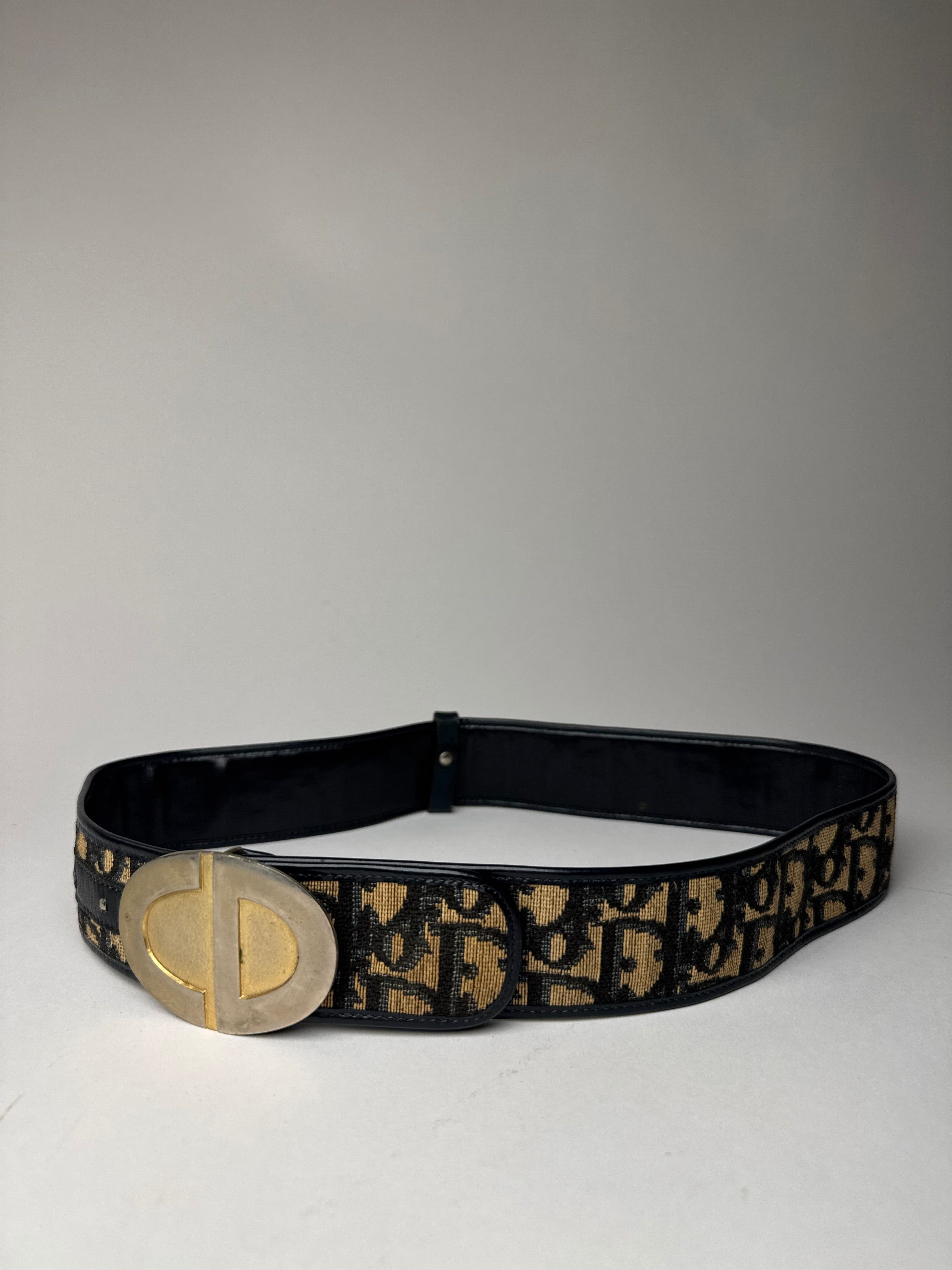 Dior Vintage Oblique Monogram Belt Beige Navy Size ONE SIZE - 1 Thumbnail