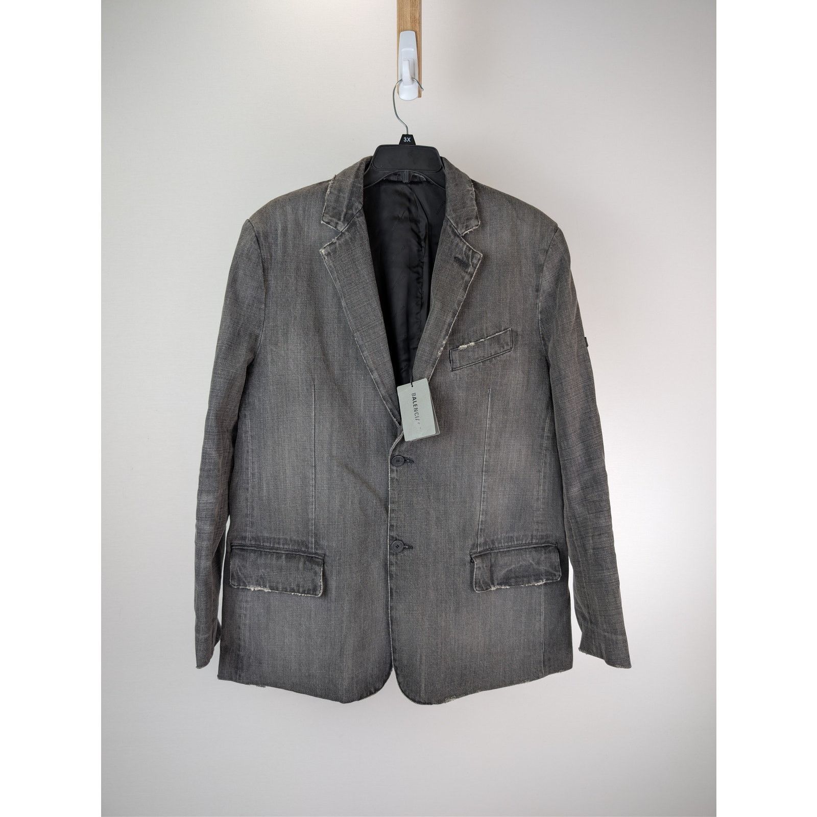 Balenciaga o1rshd1 Japanese Ring Black Denim Washed Jacket Wash Black Size US S / EU 44-46 / 1 - 1 Thumbnail