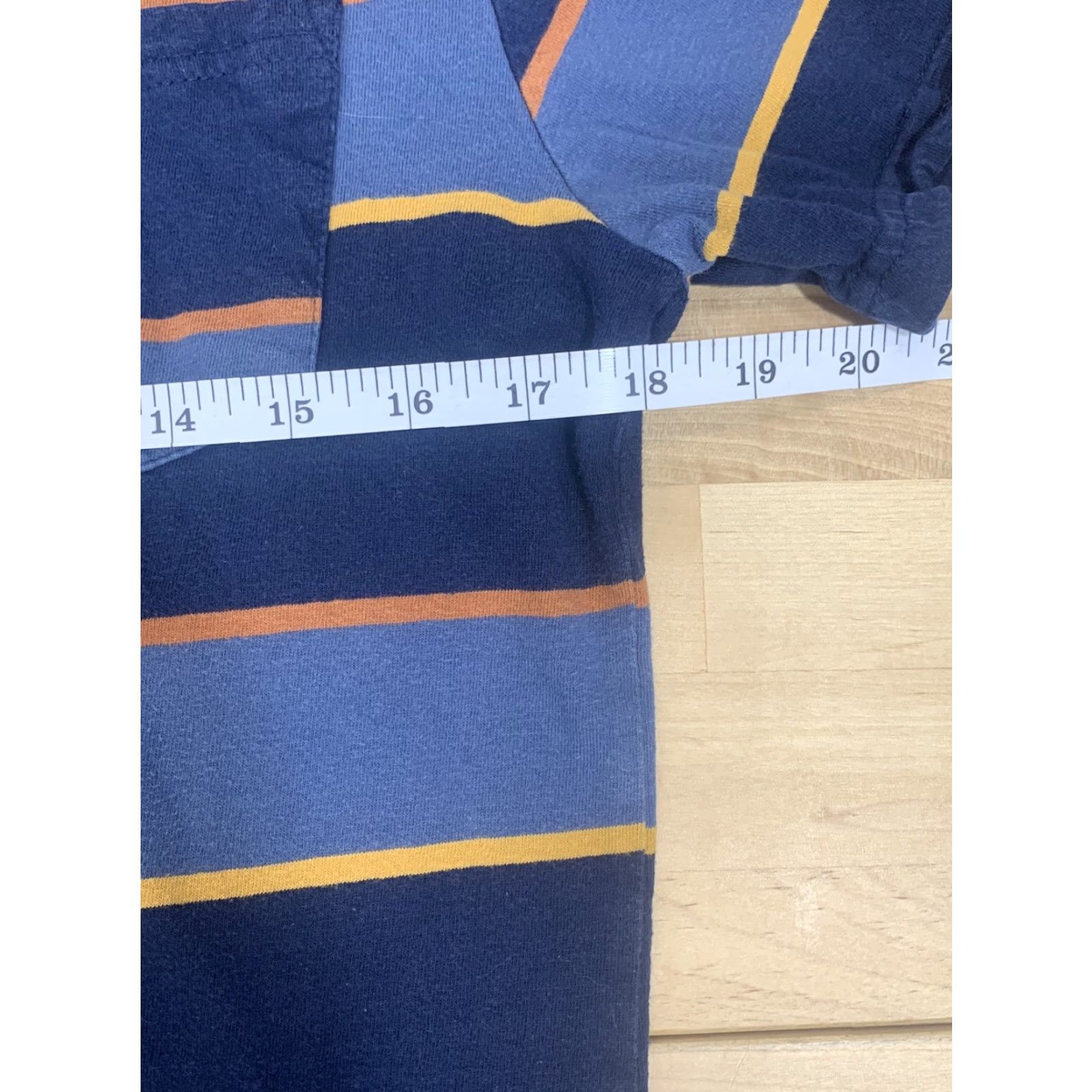 Vintage Distortion Mens T-Shirt Size S Short Sleeve Pocket Crew Neck Blue 100% Cotton Striped Modern Basic Vintage No Size US S / EU 44-46 / 1 - 7 Thumbnail