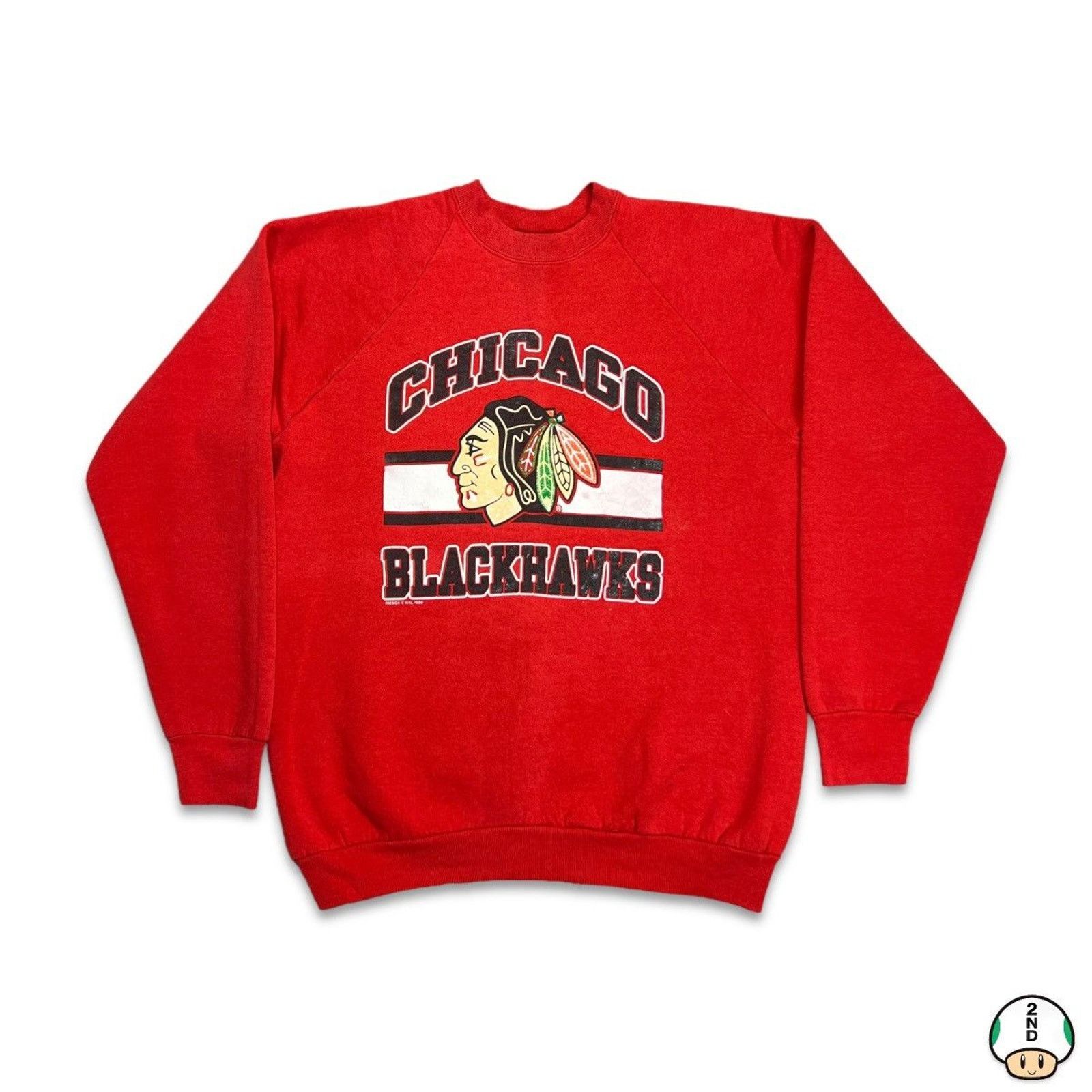 NHL × Vintage Vintage 1988 Chicago Blackhawks Sweatshirt Hockey Pullover Size US XL / EU 56 / 4 - 1 Thumbnail