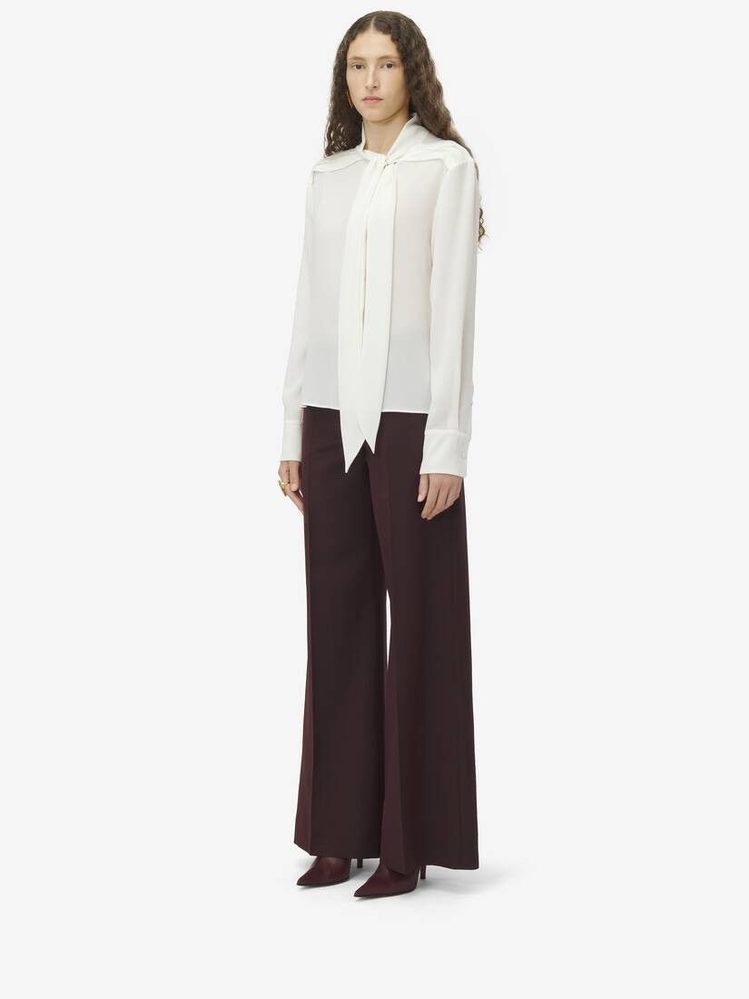 Alexander McQueen o1srvl11e0226 Scarf Detail Georgette Shirt In White Size L / US 10 / IT 46 - 6 Thumbnail