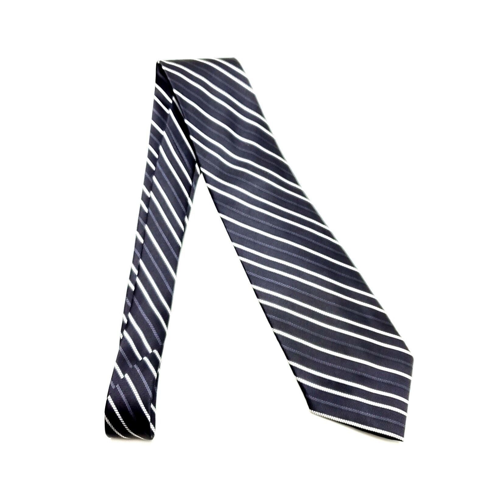 George George Silk Tie Black Striped Wide Size ONE SIZE - 6 Thumbnail