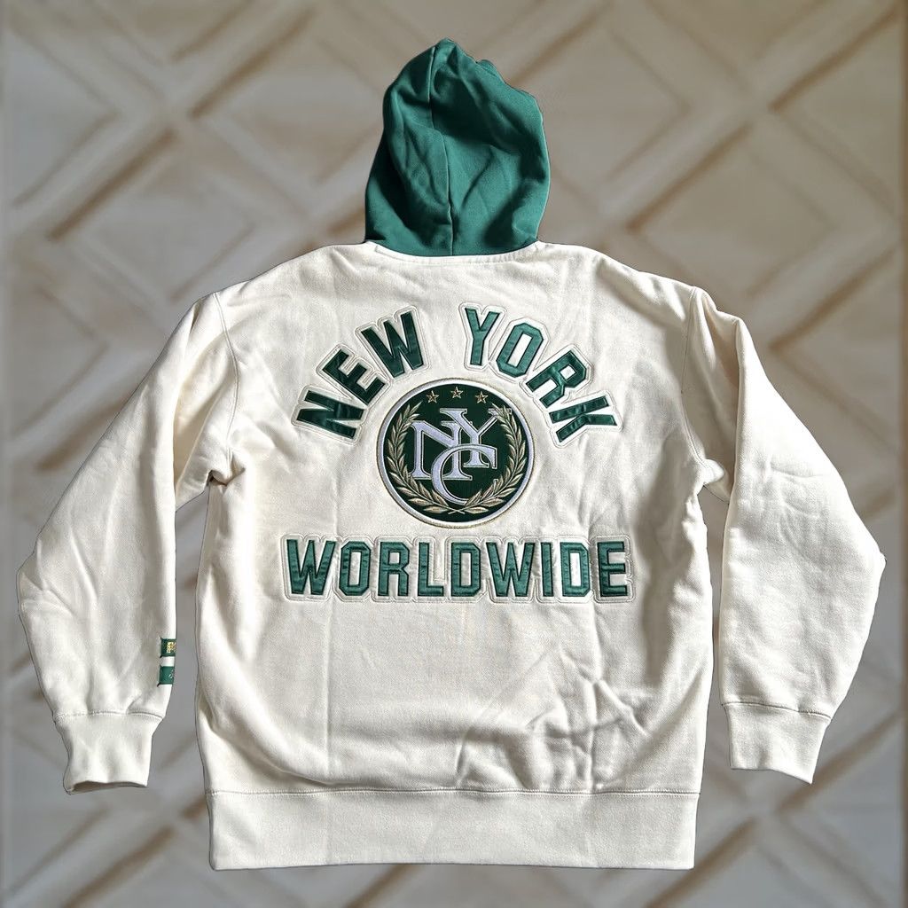 Puma PUMA X Rhuigi New York Worldwide Hoodie Sweater Hoodie Multicolor Cream Green M Mens Pullover Hooded Pockets Heavyweight Long Sleeve Size US M / EU 48-50 / 2 - 1 Thumbnail