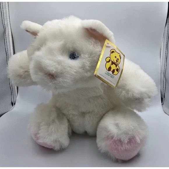 Other Vintage NWT Kelly Toy White Cat Plush With Pink Heart Paws Size ONE SIZE - 1 Thumbnail