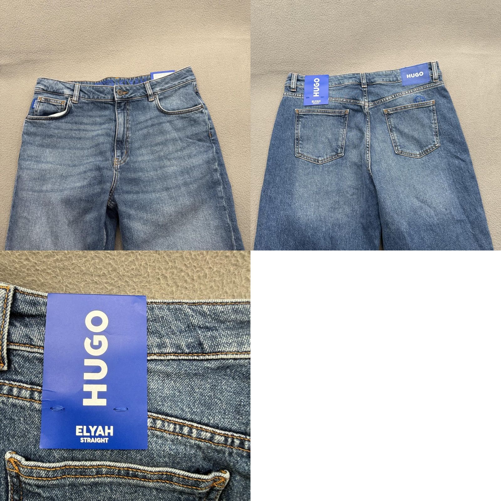 Hugo Boss HUGO Jeans Elyah Straight Women 30x32 Blue Denim Logo Patch Mid Wash 5-Pocket Size 30" / US 8 / IT 44 - 8 Thumbnail