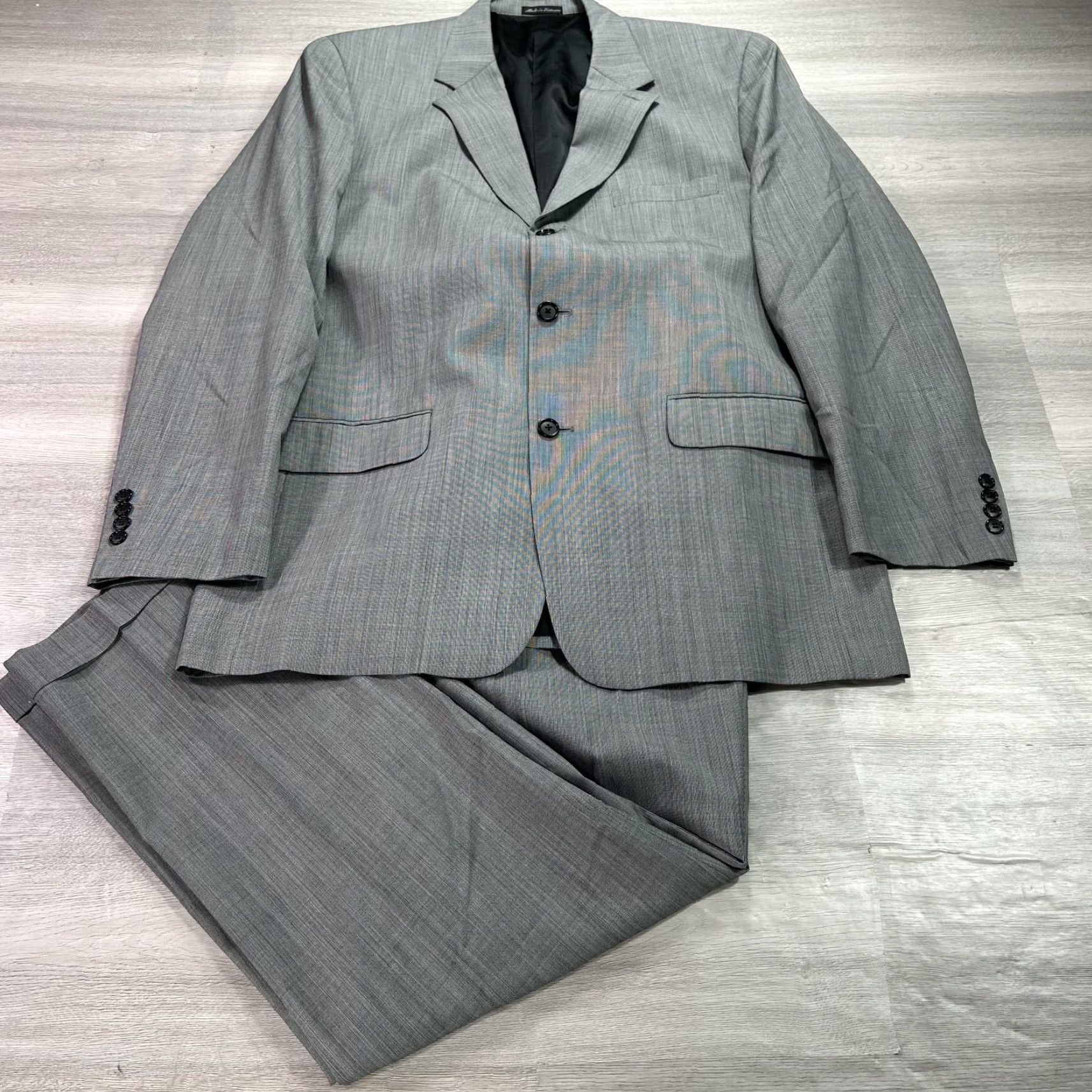 Alfani Alfani Mens 44L 2 Piece Suit Jacket Pants Gray Wool Cashmere Check Size 44R - 2 Thumbnail