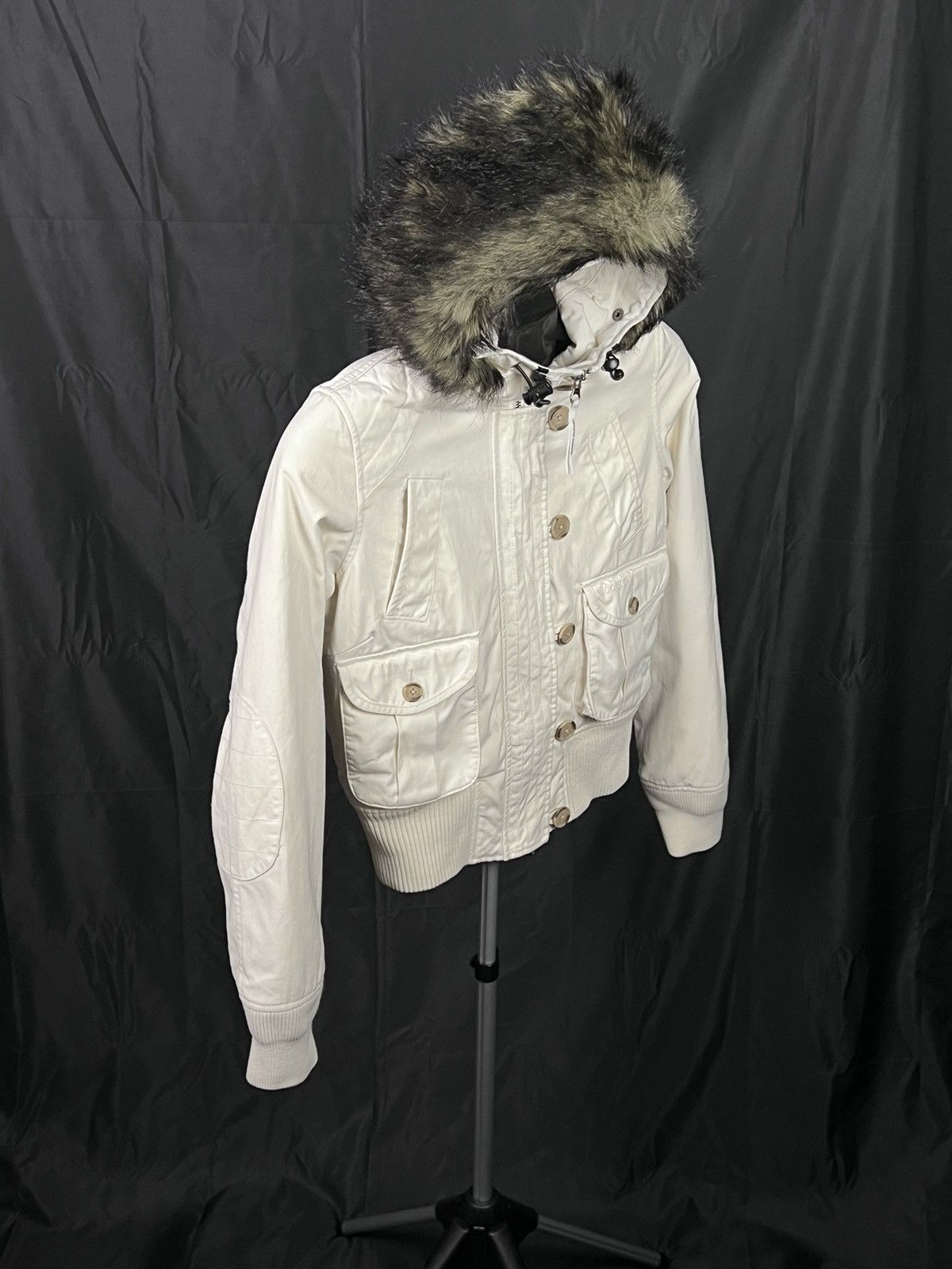 Vintage × Woolrich Woolen Mills 🔴 Vintage Woolrich winter jacket with fur white Size XS / US 0-2 / IT 36-38 - 3 Thumbnail
