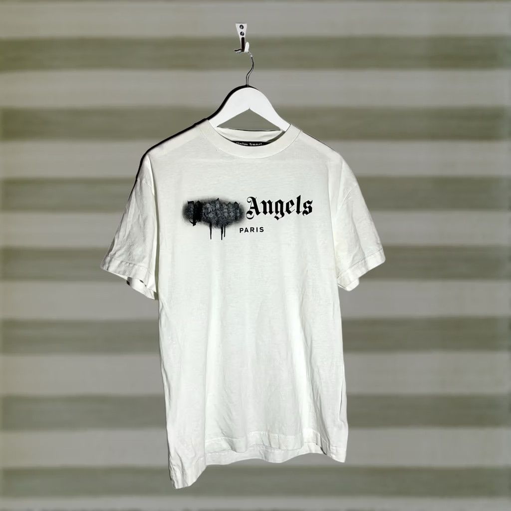Palm Angels Palm Angels Paris Spray Logo T-Shirt Men M White Logo Paris 90s? Size US M / EU 48-50 / 2 - 1 Thumbnail