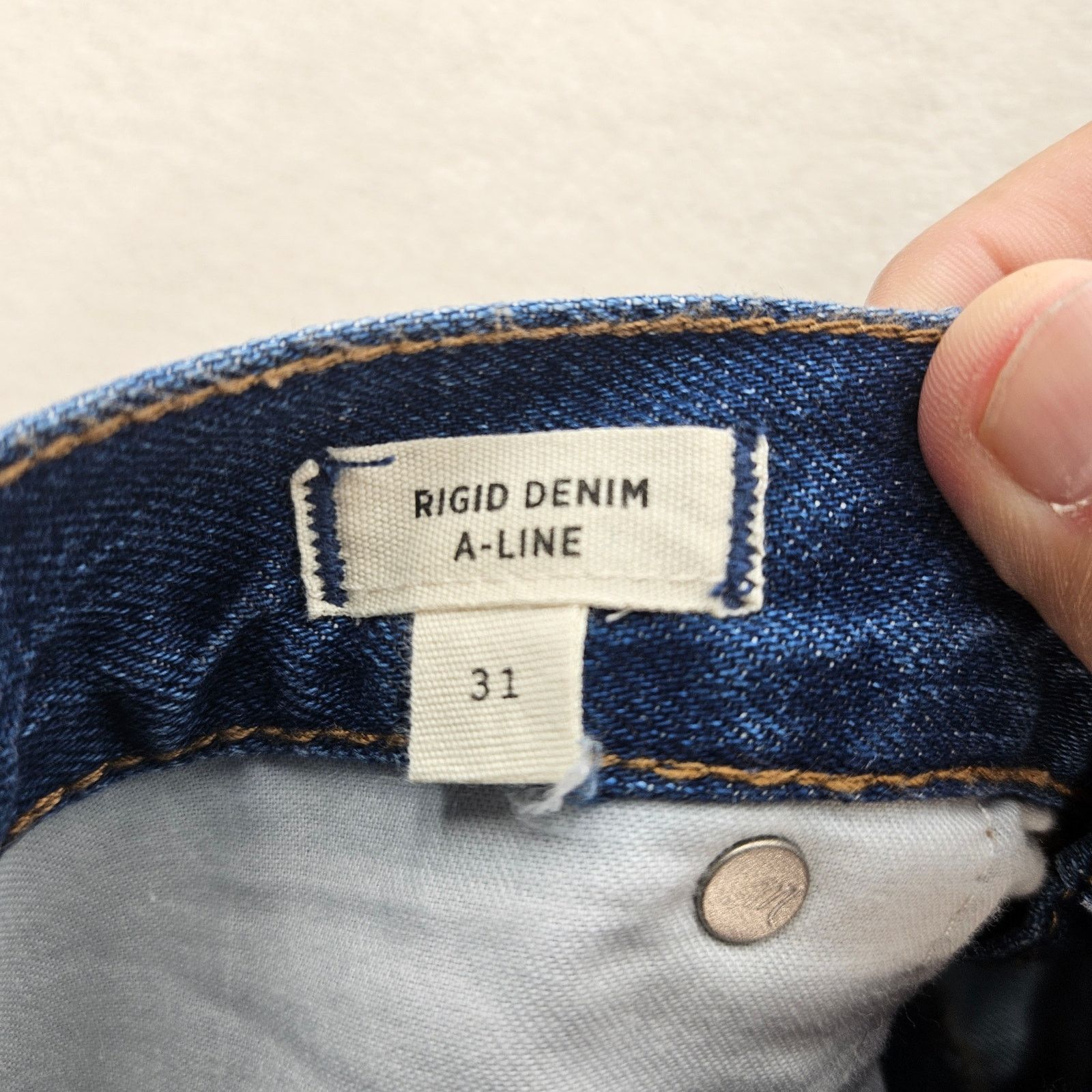 Madewell MADEWELL WOMEN'S 31 RIGID DENIM A-LINE MEDIUM WASH BLUE SKIR Size 31" - 6 Thumbnail