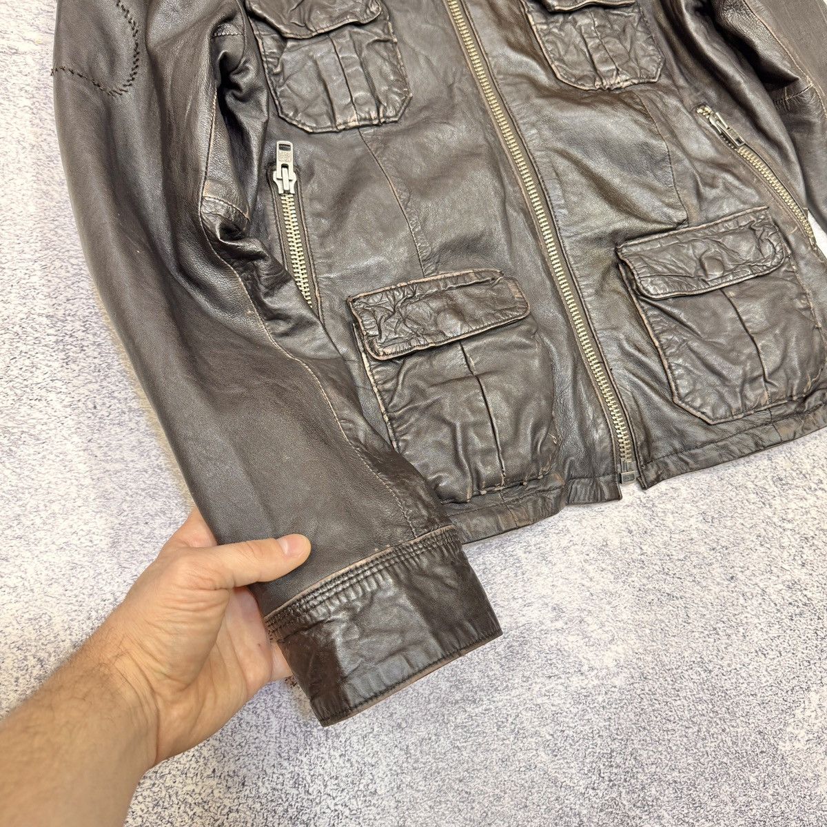 Superdry Superdry Brad Leather Jacket Dark Brown L size Size US L / EU 52-54 / 3 - 3 Thumbnail
