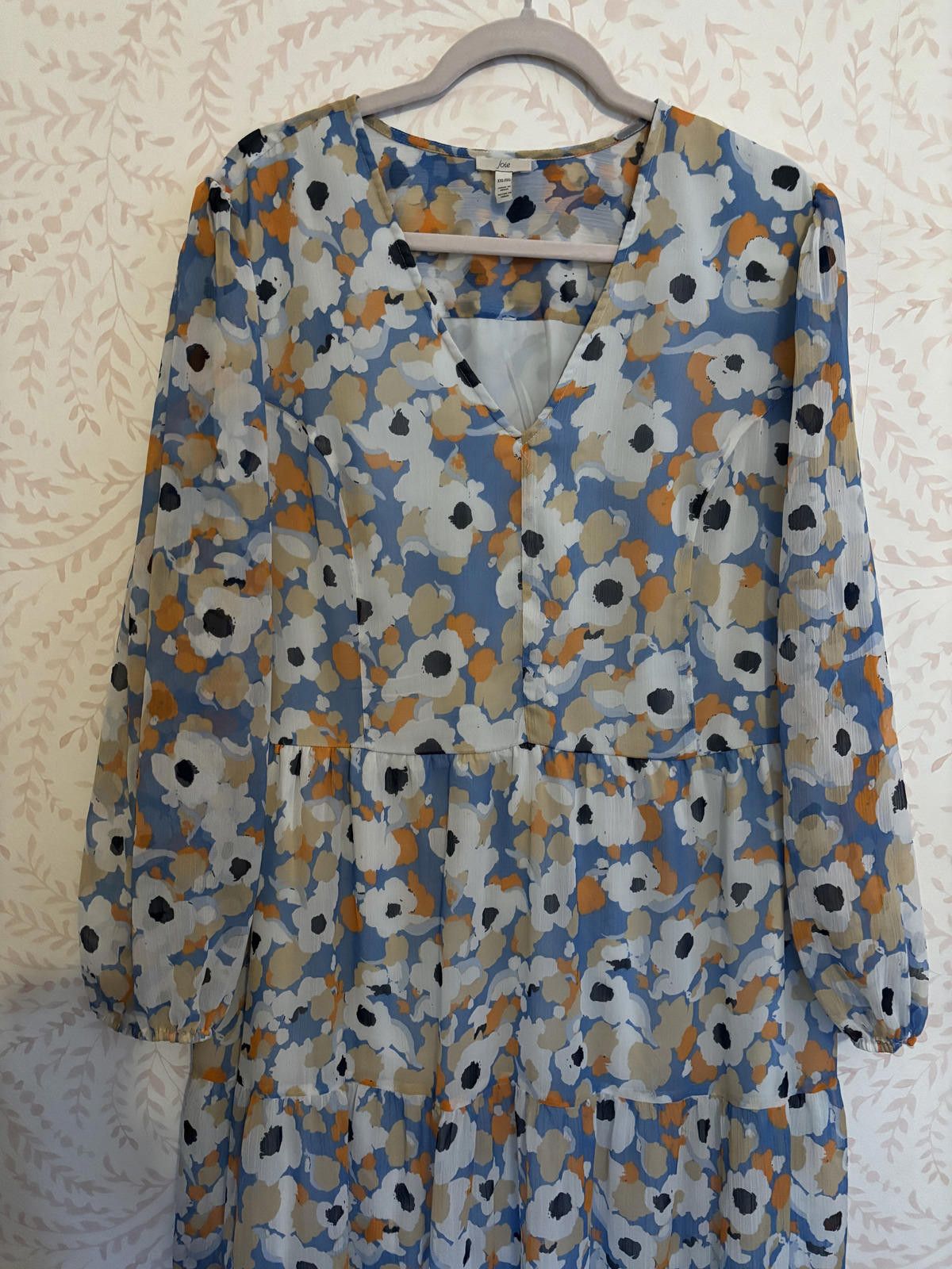 Jones New York JOIE Floral Long Sleeve Tiered Midi Dress Size XXL / US 16-18 / IT 52-54 - 2 Thumbnail