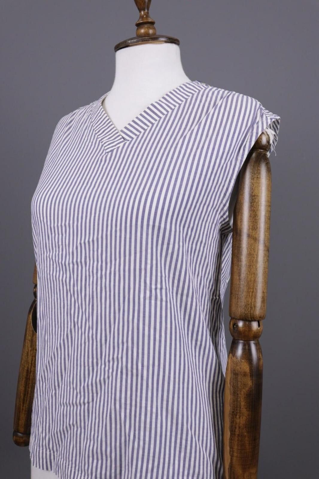 Designer S'Max Mara Multicolour Striped V-Neck Blouse Shirt Size 38 Size M / US 6-8 / IT 42-44 - 6 Thumbnail