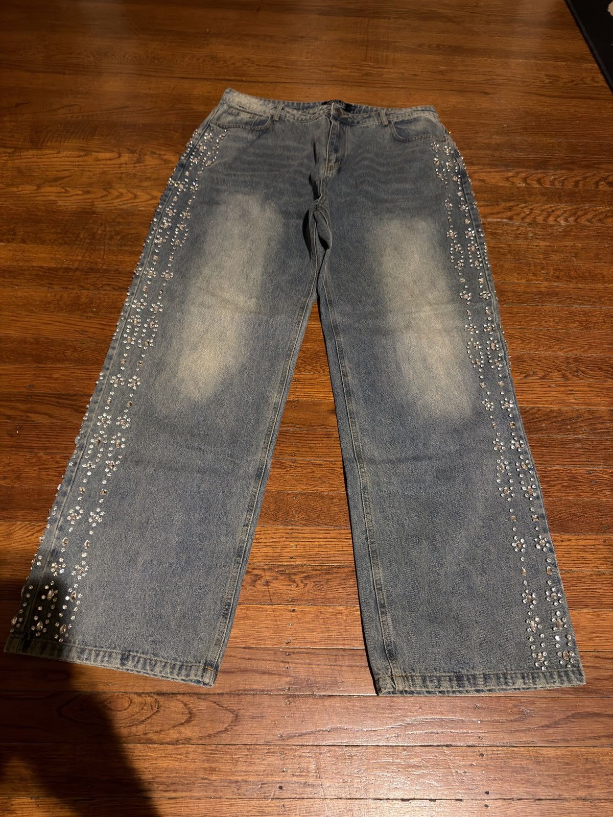 Vale Vale Rhinestone Denim Jeans | Grailed