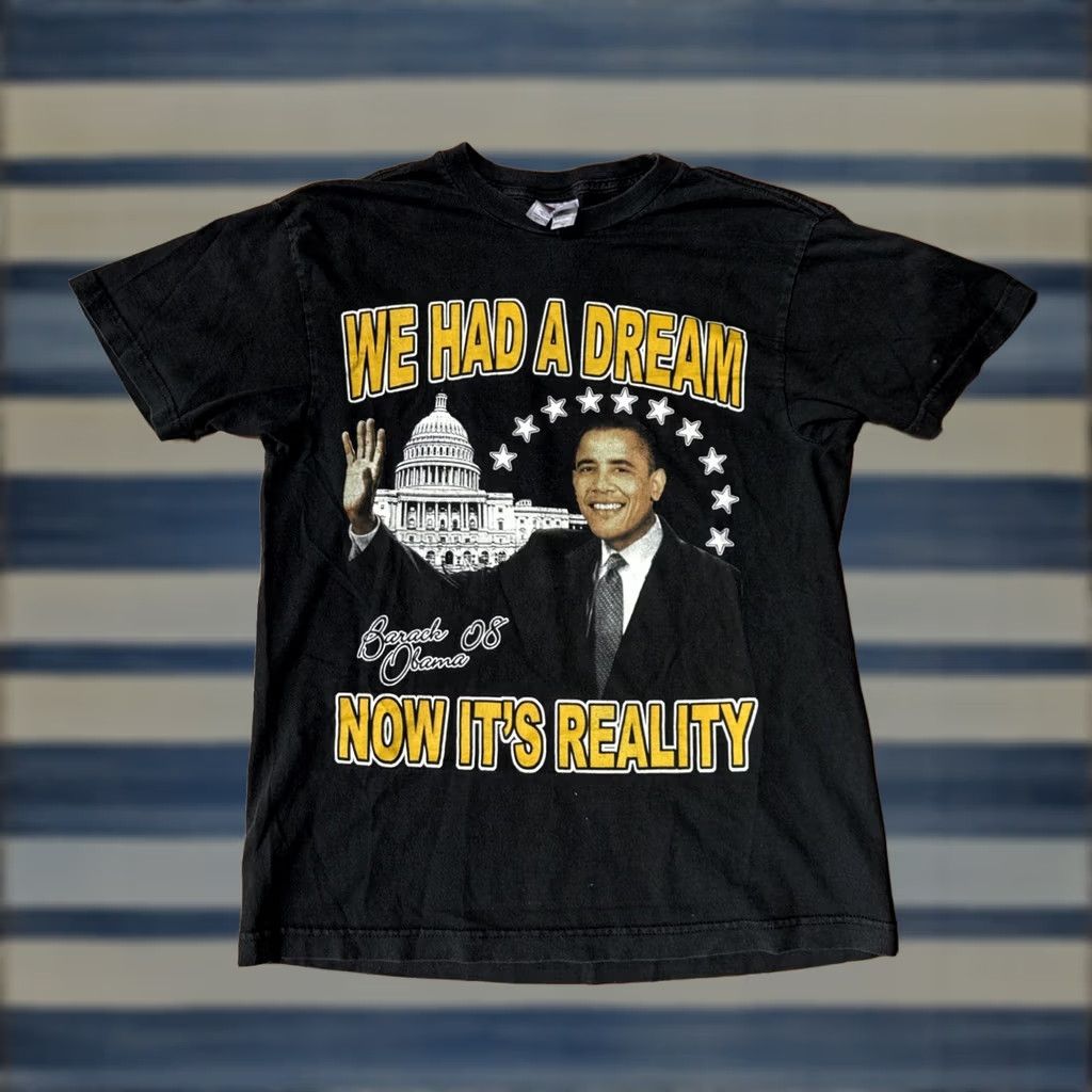 Vintage VINTAGE Obama Election We Had A Dream T-Shirt Large Crew Neck Short Sleeve Black Cotton Knit Logo Graphic Print Men L USA 90s Size US L / EU 52-54 / 3 - 1 Thumbnail