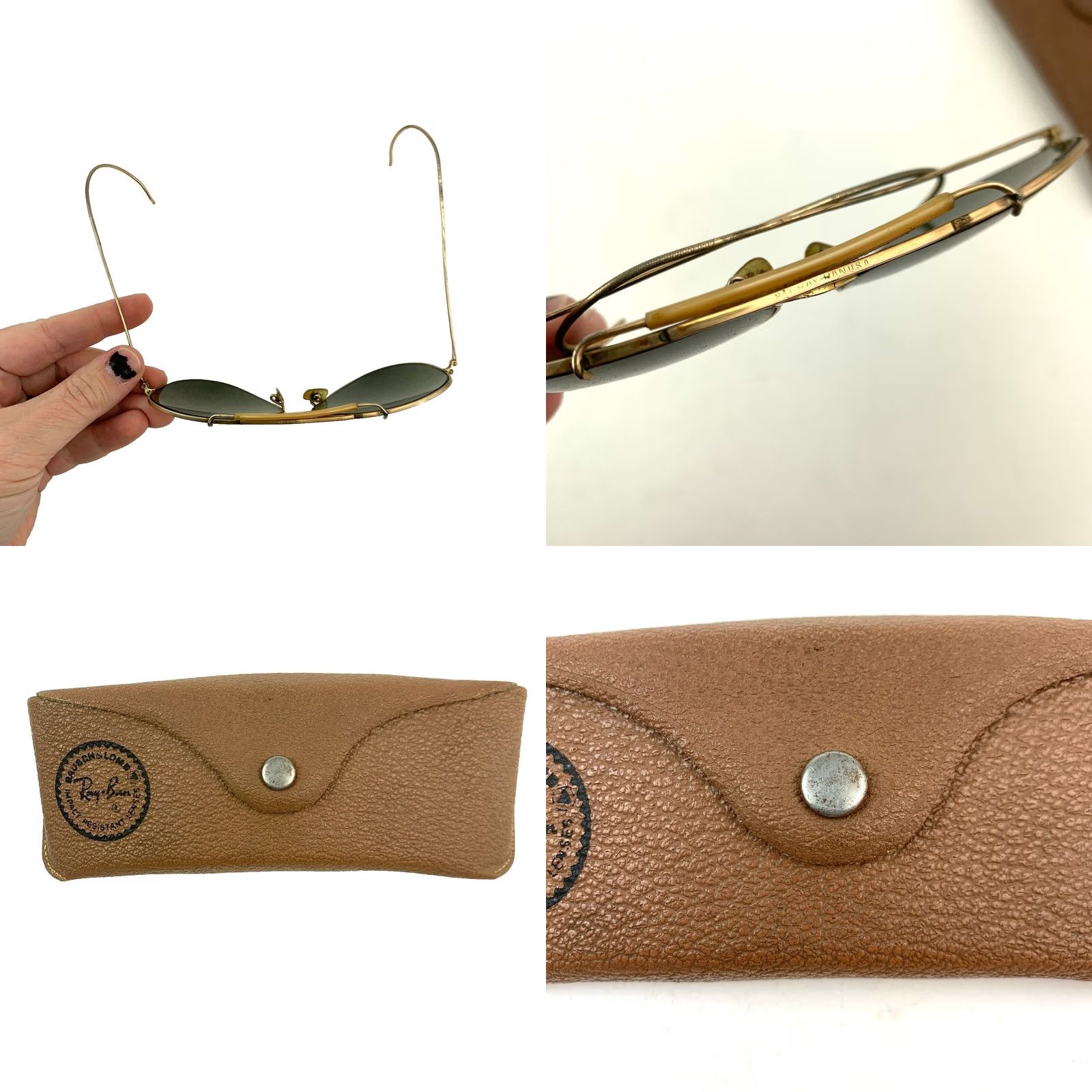 Vintage VINTAGE Ray-Ban Sunglasses Outdoorsman Gold Frames with Cable Arms Aviator Adult Unisex Men Women Gold Vintage B&L Included Size ONE SIZE - 9 Thumbnail