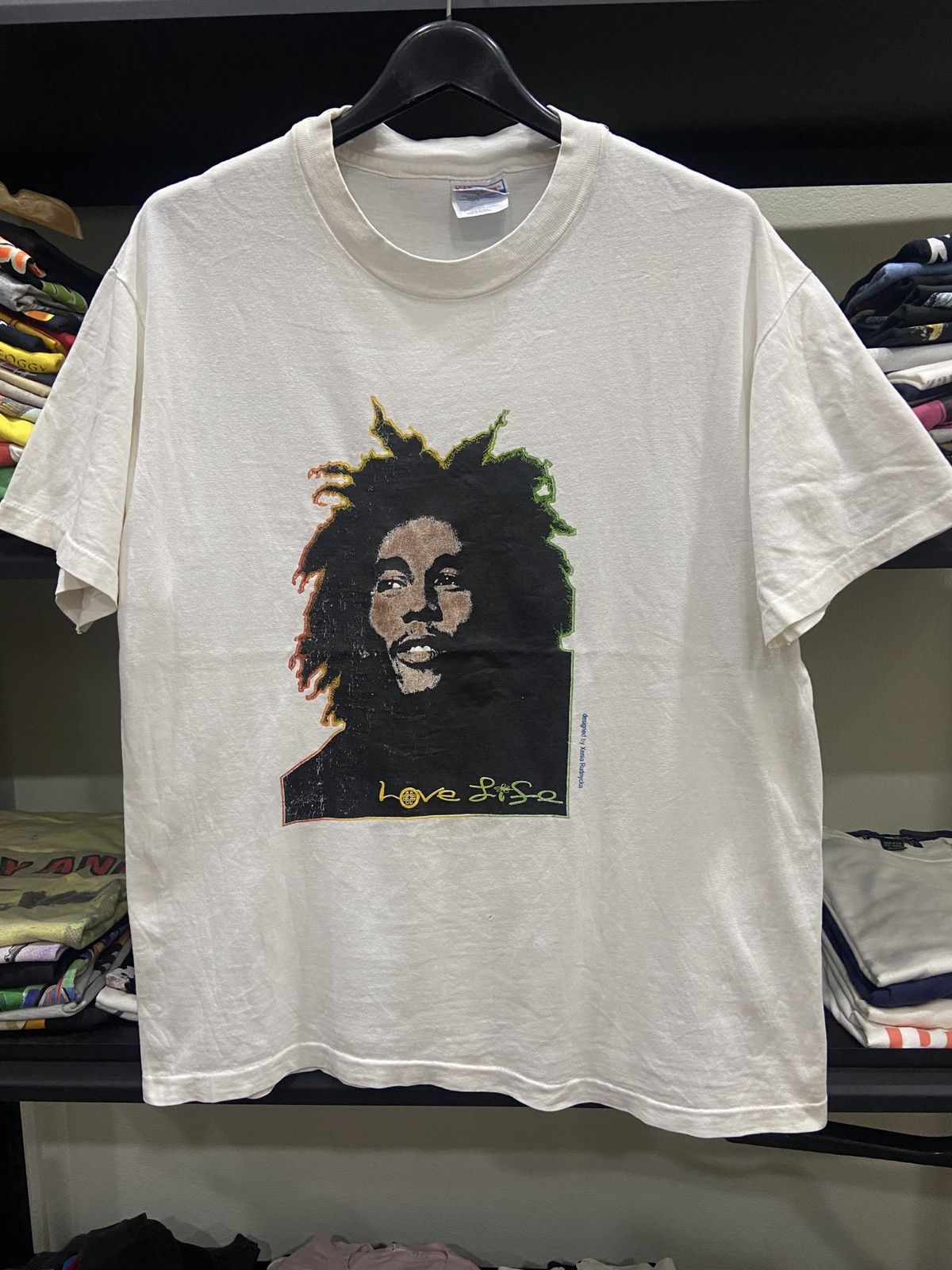 Band Tees × Vintage Vintage 90s Bob Marley Love Life Reggae Ska Band TOUR TSHIRT Size US L / EU 52-54 / 3 - 1 Thumbnail