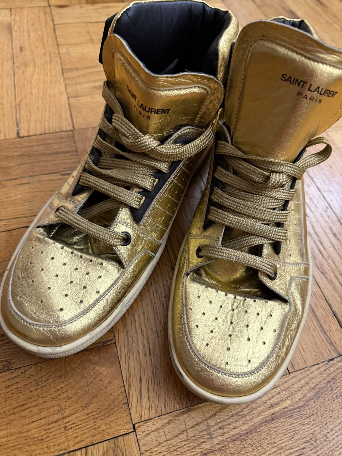 Saint Laurent Paris × Yves Saint Laurent FW15 SAINT LAURENT PARIS GOLD HI-TOP sz EU43/US10 Size US 10 / EU 43 - 7 Thumbnail