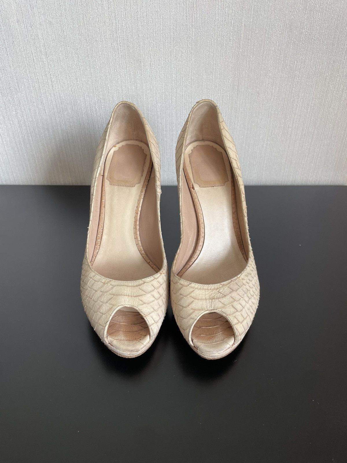 Christian Dior Monsieur × Hedi Slimane × John Galliano Vintage Christian Dior Python Heels Miss Dior peep toe Y2k Size US 6.5 / IT 36.5 - 4 Thumbnail