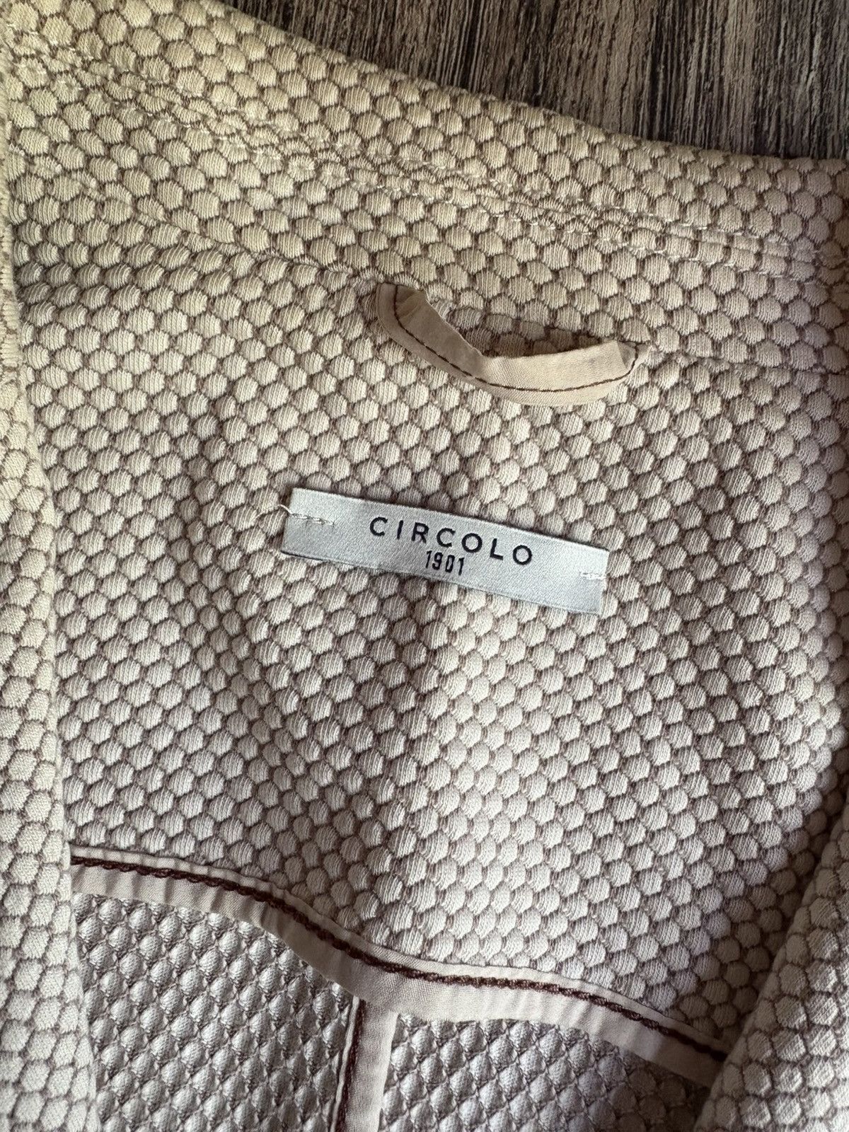 Circolo 1901 × Designer Circolo 1901 Women’s Cotton Blazer Jacket Textured Knit Size XL / US 12-14 / IT 48-50 - 4 Thumbnail