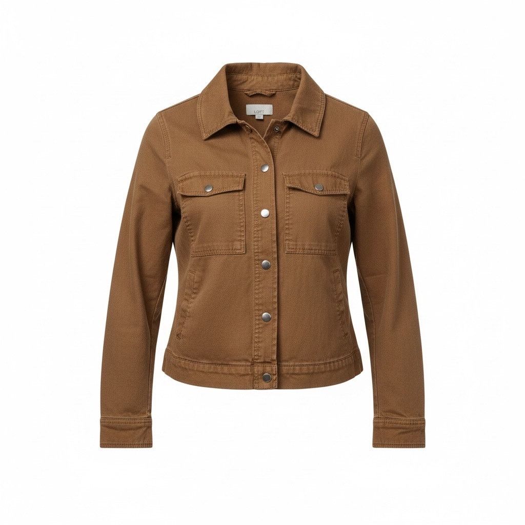 Loft LOFT Women’s Small Brown Utility Button Front Shirt Jacket Size S / US 4 / IT 40 - 1 Thumbnail