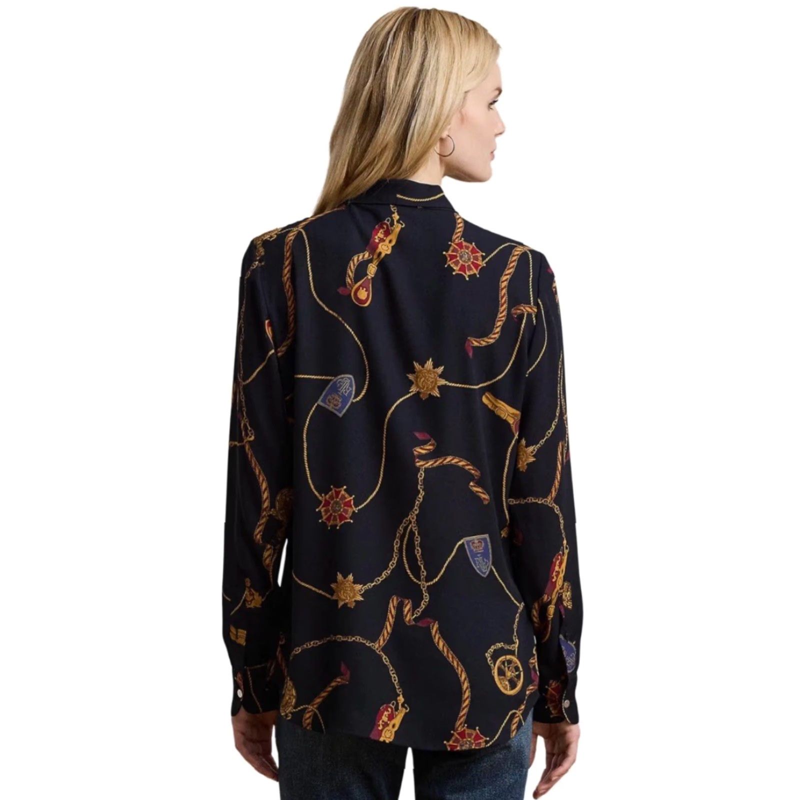 Ralph Lauren Lauren Ralph Lauren Black Label Belting-Print Georgette Tie-Neck Blouse XS Multicolor NWT Size XS / US 0-2 / IT 36-38 - 2 Thumbnail
