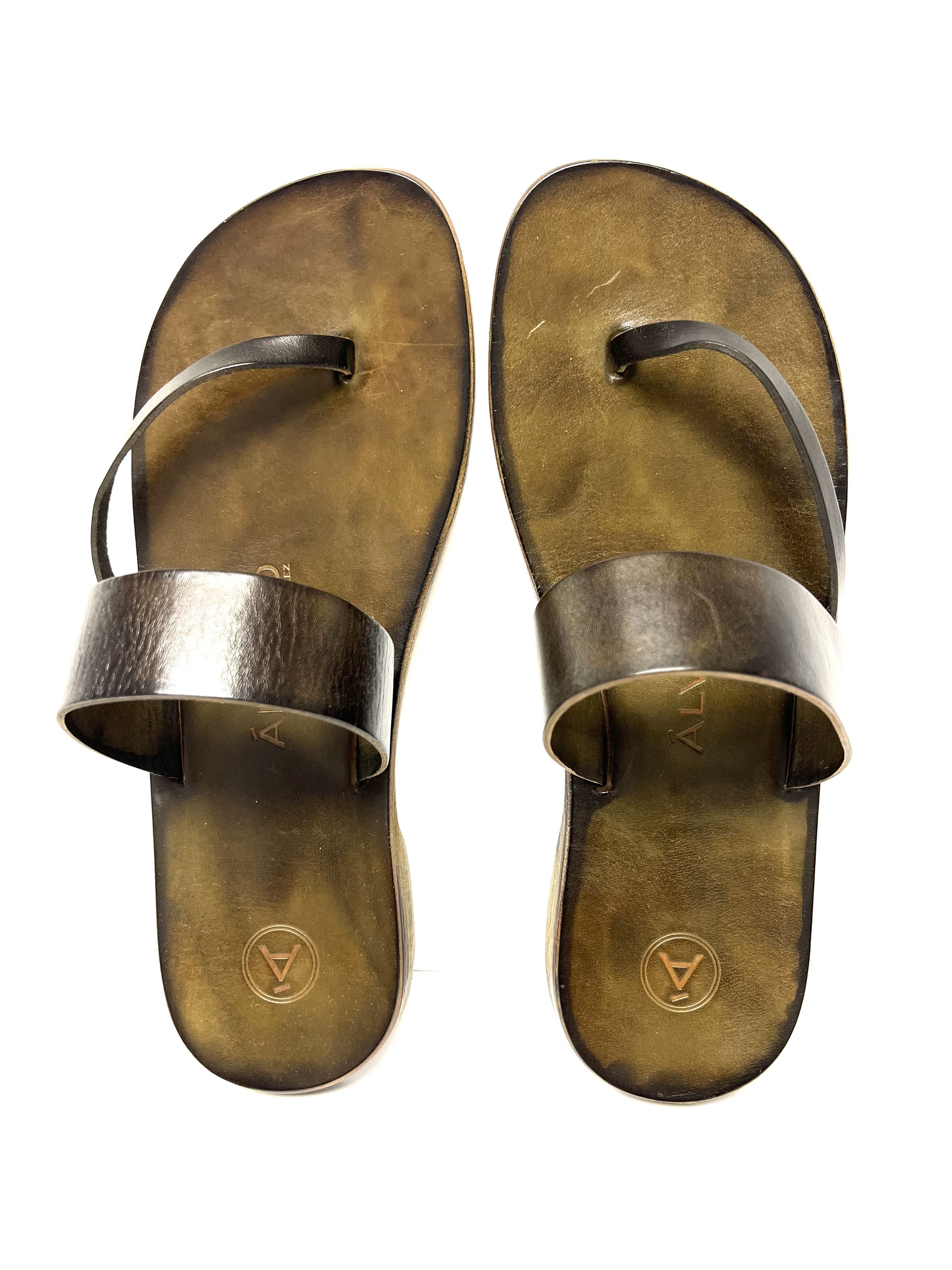 Other ALVARO GONZALEZ, MILITARY GREEN LEATHER HAND MADE, SLIDE Size US 11 / EU 44 - 17 Thumbnail