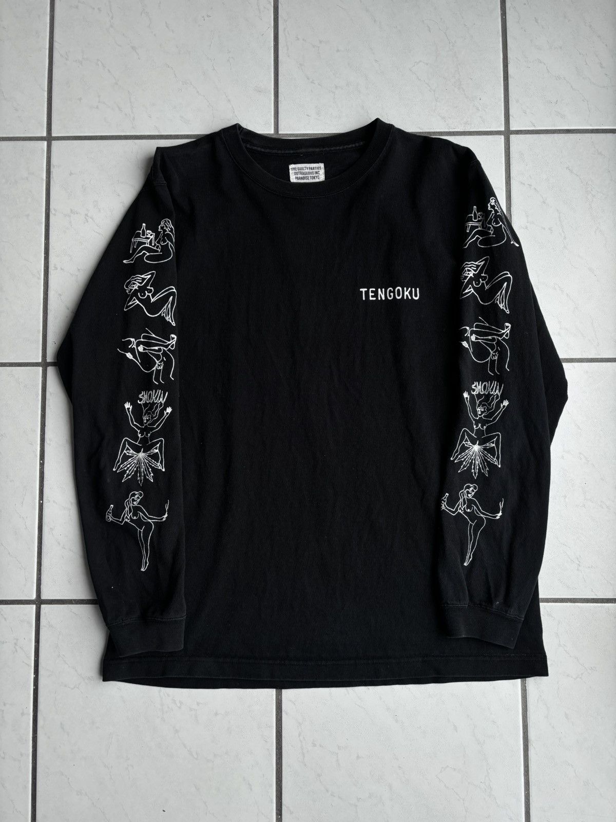 image of Guilty Parties x Wacko Maria Sexual Graphic Punk Longsleeve Tengoku in Black, Men's (Size Medium)