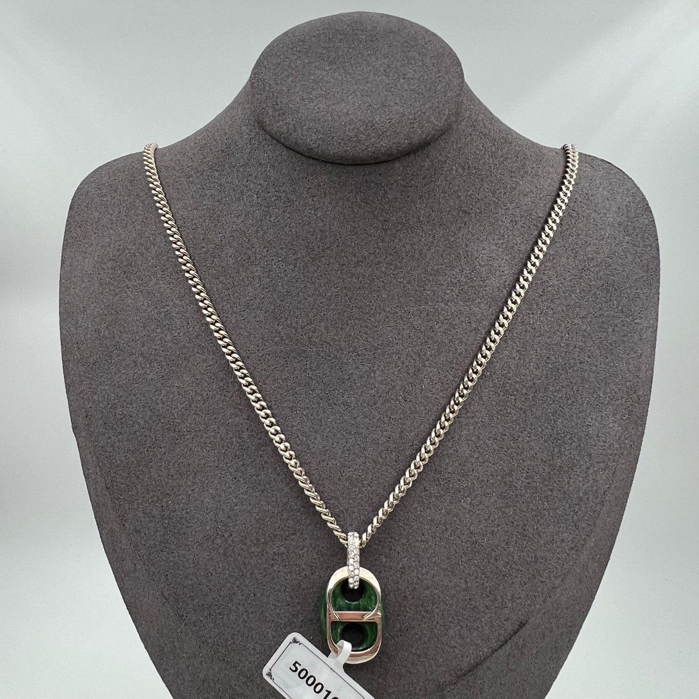 Dior DIOR Silver Chain Green Agate Pendant Size ONE SIZE - 1 Thumbnail