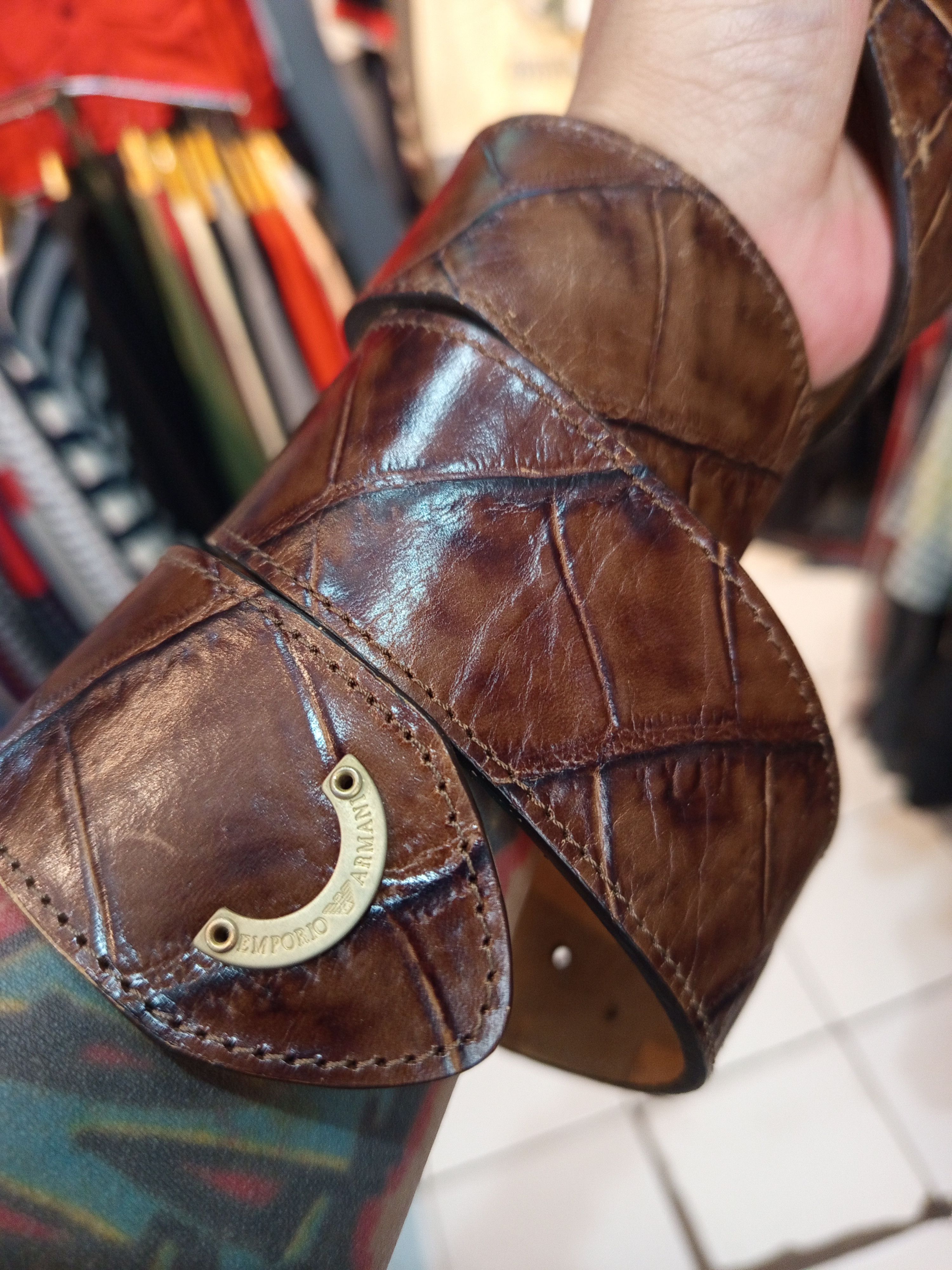 Emporio Armani Leather Belt Croc Embossed