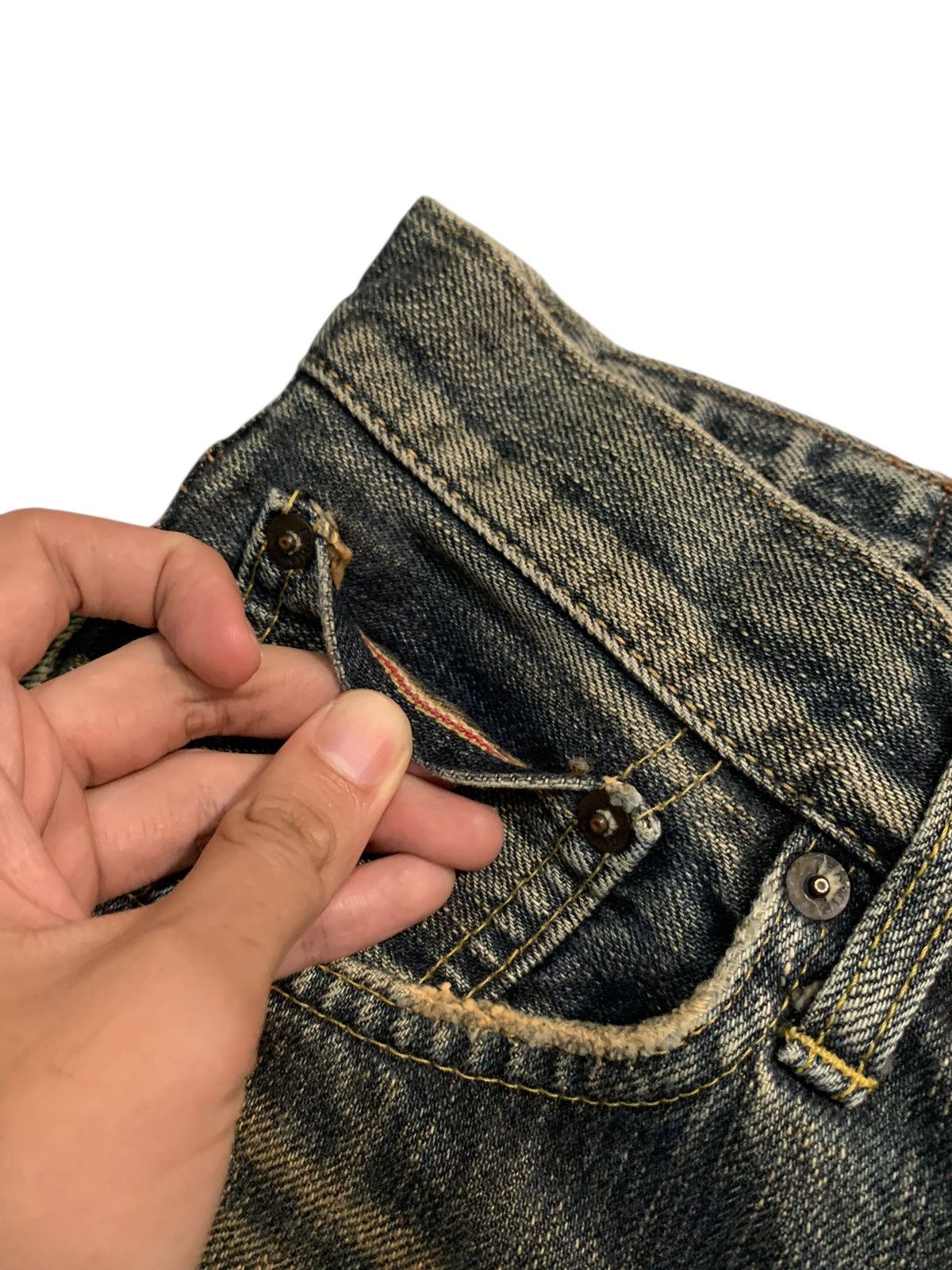 Edwin VINTAGE EDWIN 505z SELVEDGE RUSTY JAPANESE DISTRESSED DENIM Size US 31 - 12 Thumbnail
