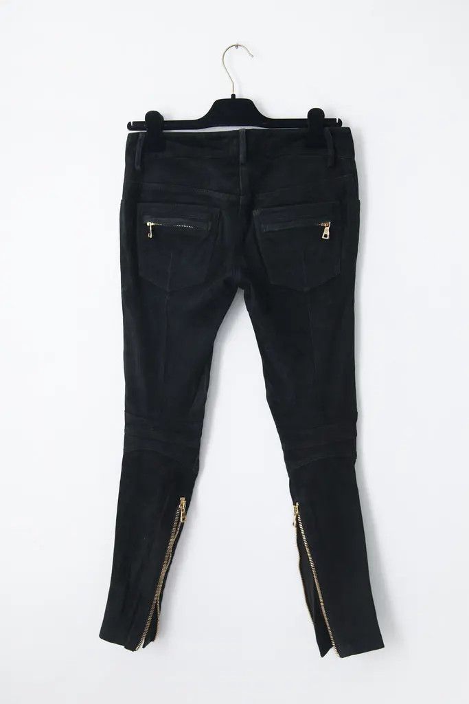 Balmain AW10 black suede biker pants Size 26" / US 2 / IT 38 - 4 Thumbnail