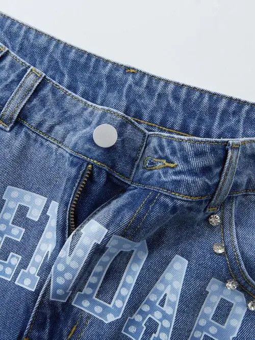 Jean Kimiko x Risa Goth GRAPHIC denim jeans jorts shorts Size US 32 / EU 48 - 6 Thumbnail