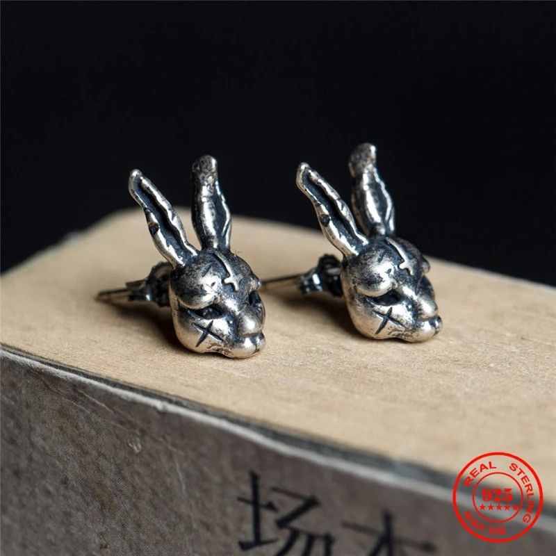 Jewelry Cross Bunny Stud Earrings 925 Sterling Silver Ear Gift Size ONE SIZE - 3 Thumbnail