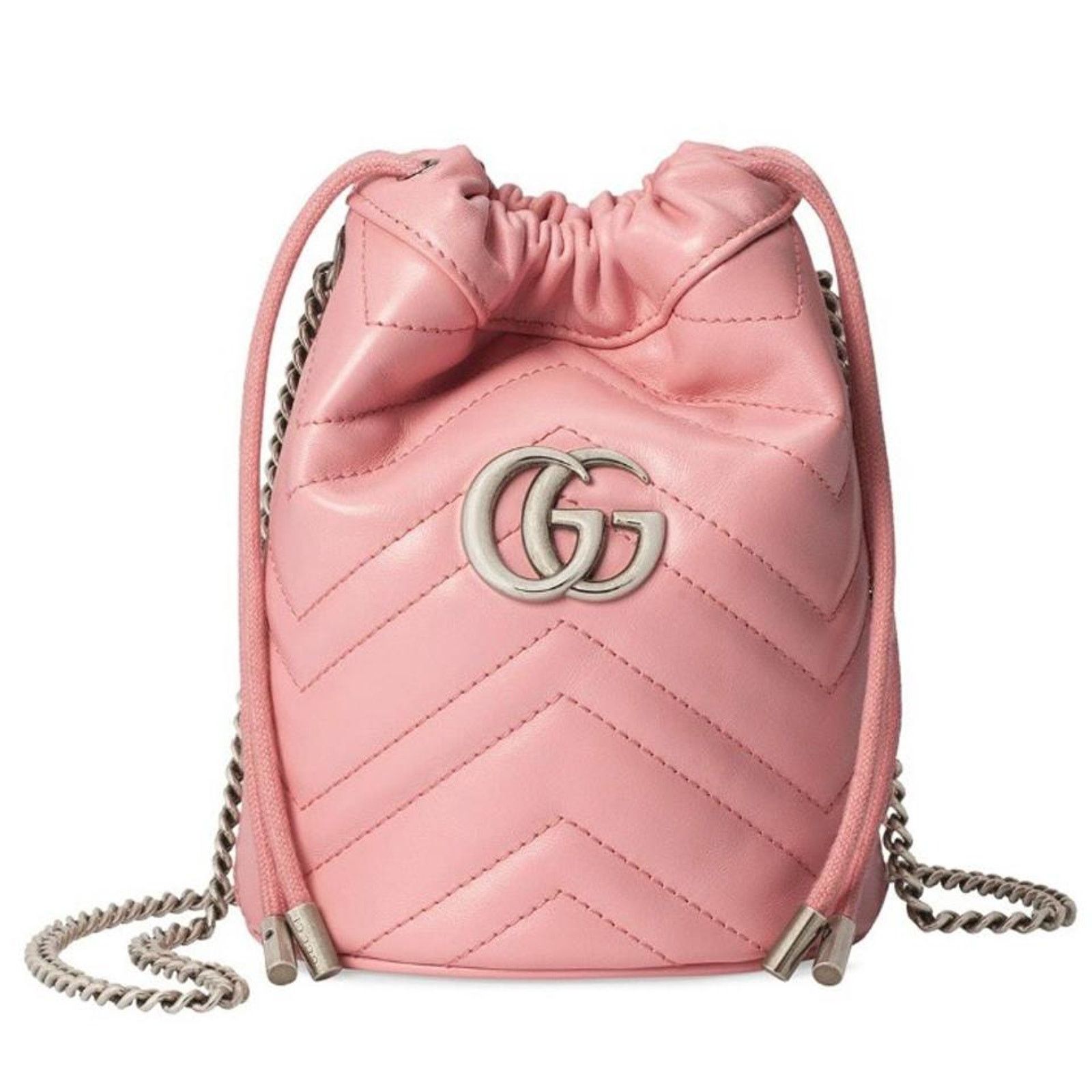 Gucci Marmont GG logo quilted leather bucket crossbody bag Size ONE SIZE - 1 Thumbnail