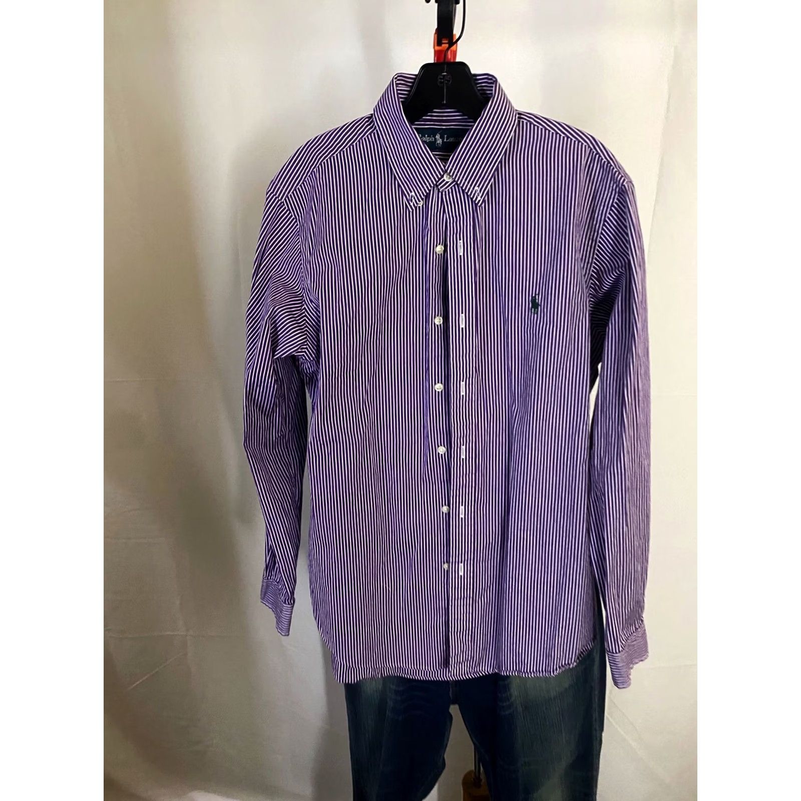 Ralph Lauren Ralph Lauren Purple Stripe Shirt Medium M Men Button-Up Long Sleeve Short Sleeve? Size US M / EU 48-50 / 2 - 2 Thumbnail