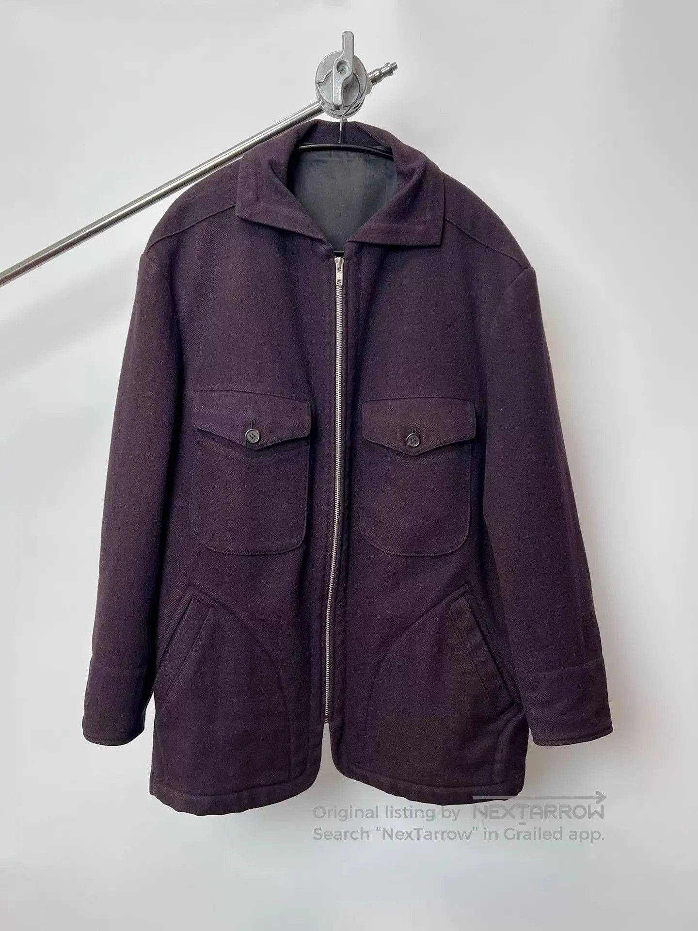 Yohji Yamamoto Purple Zip-Front Jacket with Pocket Details. Size US L / EU 52-54 / 3 - 1 Thumbnail