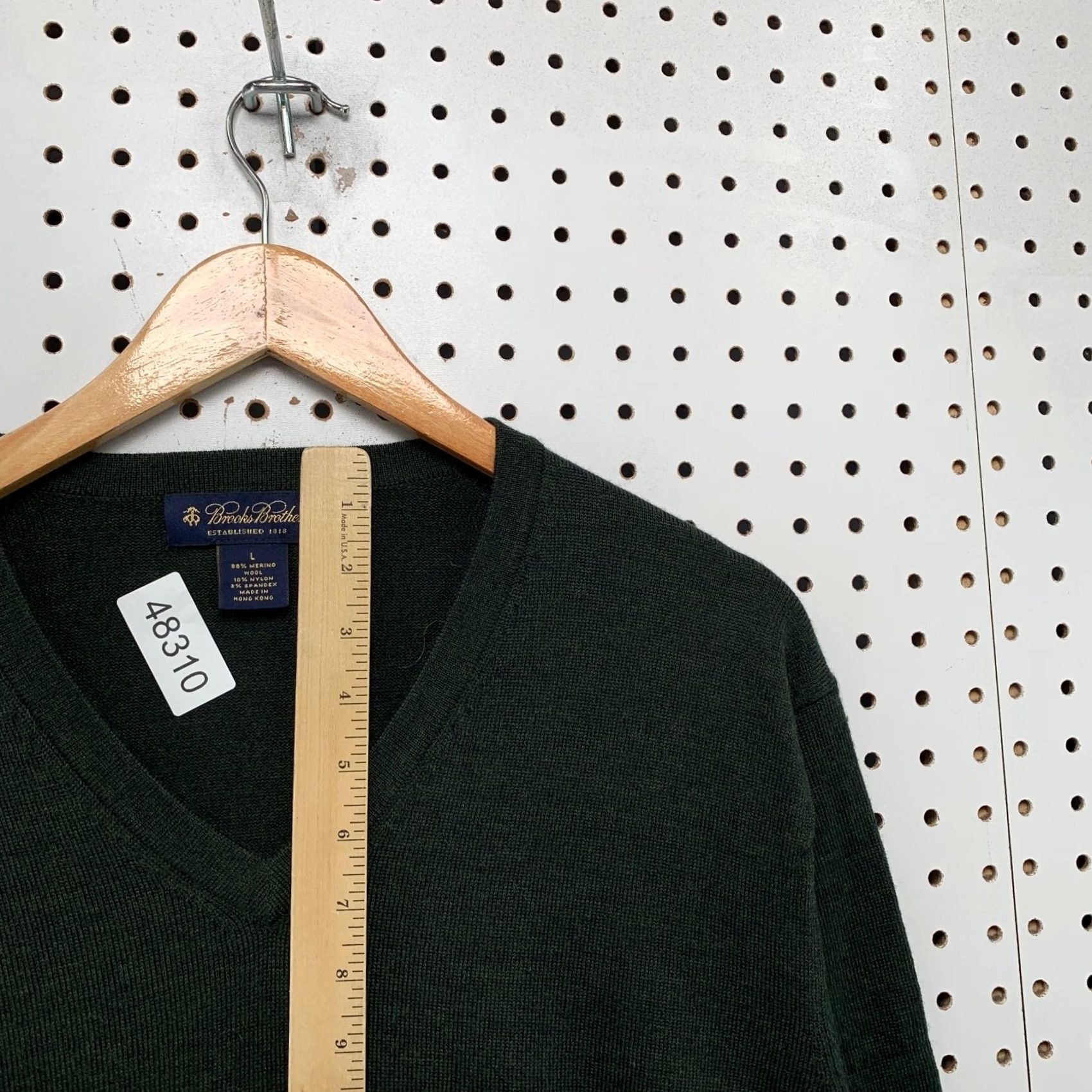 Brooks Brothers Brooks Brothers Merino Wool Sweater Men Large Green V-Neck Stretch Business Work Sweater Size US L / EU 52-54 / 3 - 7 Thumbnail