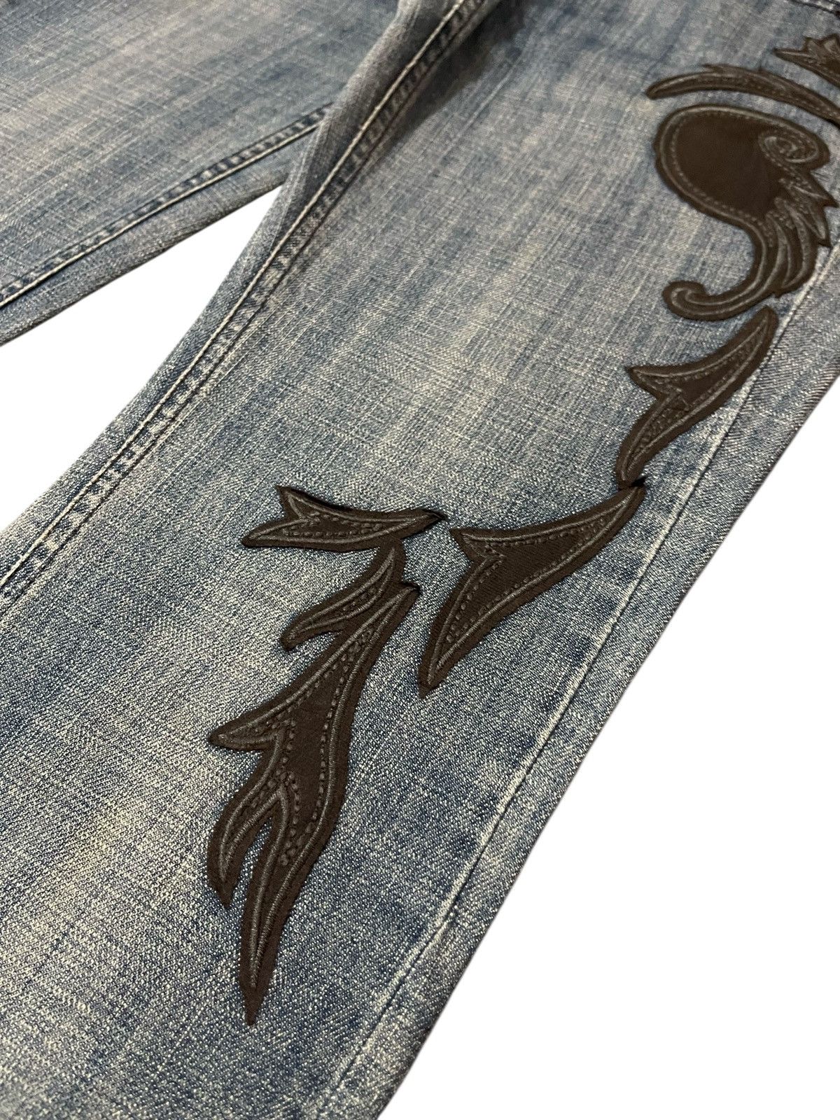 Vintage 2006 DGVI Leather Patch Wavy Brazilroxx Jeans Size US 31 - 4 Thumbnail