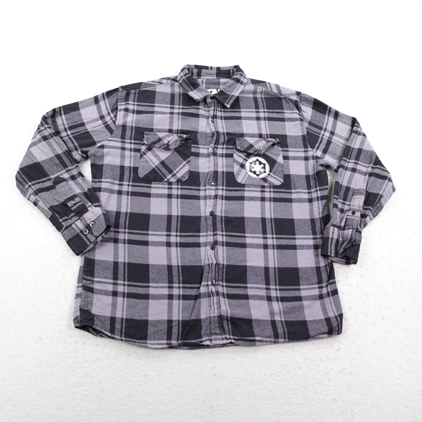 Disney Disney Star Wars Stormtrooper Flannel Button-Up Shirt Men Large Gray Plaid Size US L / EU 52-54 / 3 - 2 Thumbnail