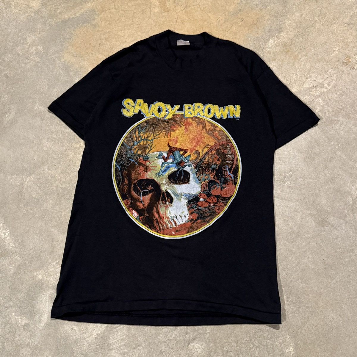 Vintage 1980s Savoy Brown Skull Looking In Band Tour Tee ERD Grunge Size US M / EU 48-50 / 2 - 2 Thumbnail