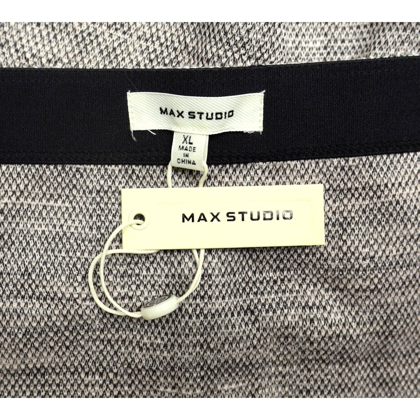 Vintage Max Studio Skirt Women Short Pencil Grey Tweed Elastic Waist XL NWT Career Office Preppy City Buttonless? (Note: Original title words only) Size 40" / US 18 - 3 Thumbnail