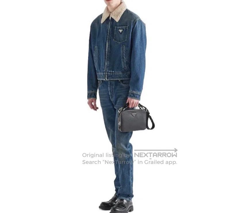 Prada Prada FW22 Logo lapel long-sleeved denim jacket Size US XXL / EU 58 / 5 - 2 Thumbnail