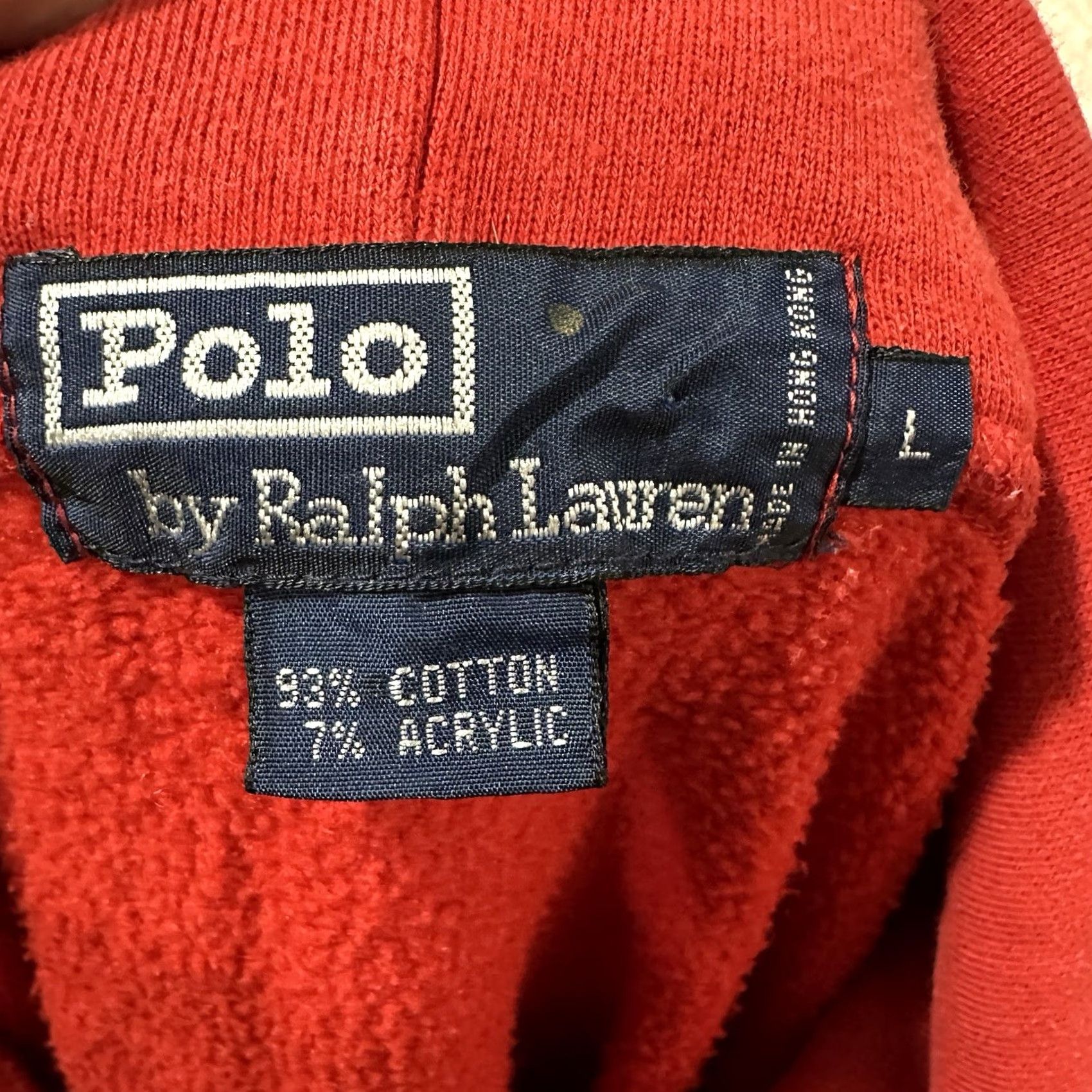 Polo Ralph Lauren VINTAGE Polo Ralph Lauren Hoodie Mens Red Fleece Pullover Drawstring Large Size US L / EU 52-54 / 3 - 3 Thumbnail