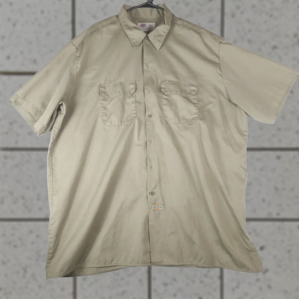 Dickies Dickies 3XL Short-Sleeve Button Down Work Uniform Shirt Beige Khaki Men's Construction Size US XXL / EU 58 / 5 - 1 Thumbnail