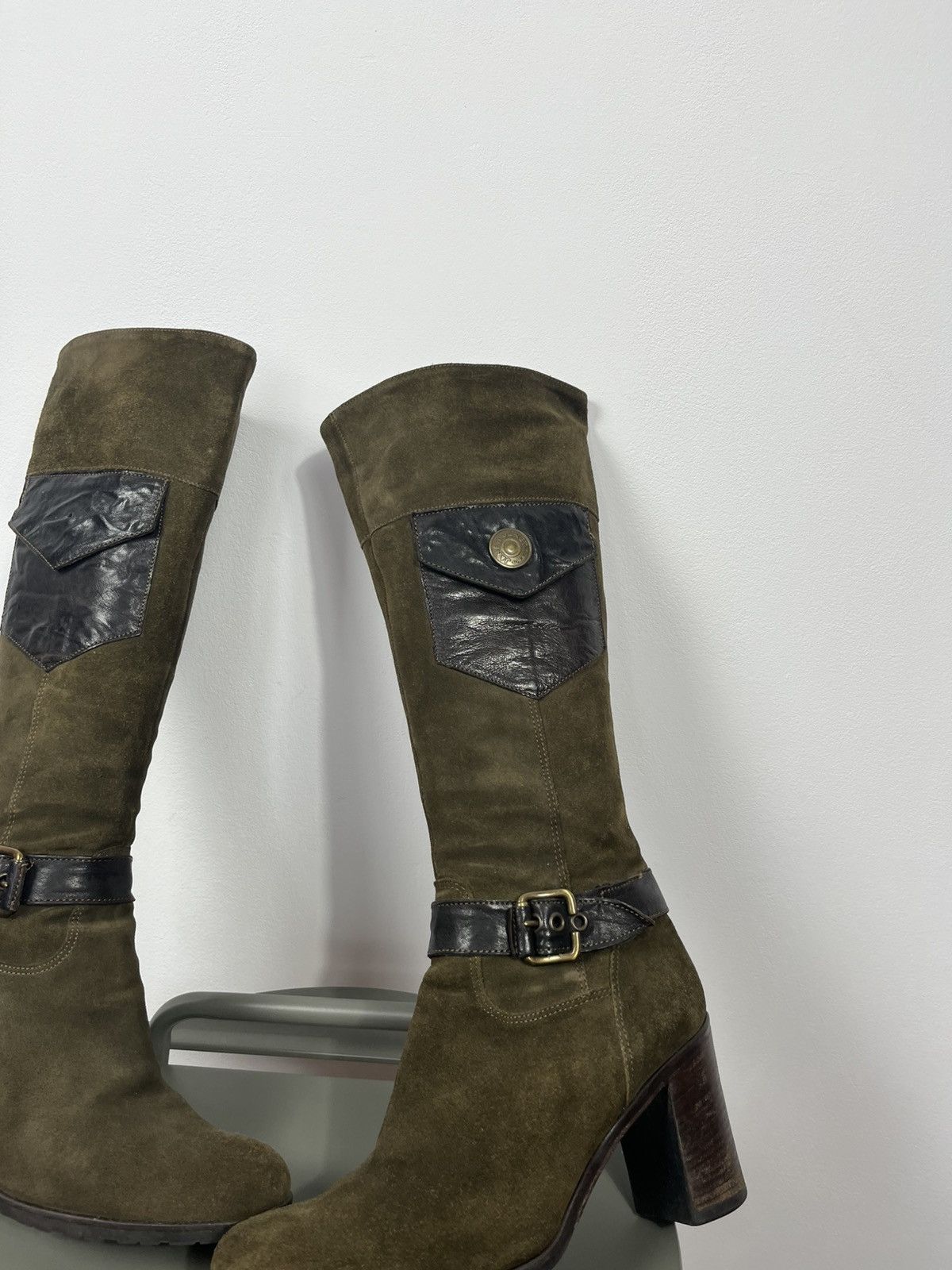Other Janet Janet Suede Knee High Boots Pocket Detail Size 39.5 Size US 9 / IT 39 - 2 Thumbnail