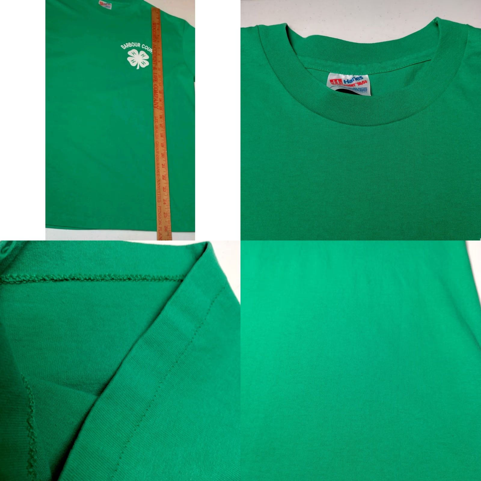 Hanes VINTAGE Hanes 4H Club T Shirt Large L Barbour County West Virginia Farm Single Stitch Men Green Cotton Polyester Short Sleeve Crew Neck Size US L / EU 52-54 / 3 - 8 Thumbnail