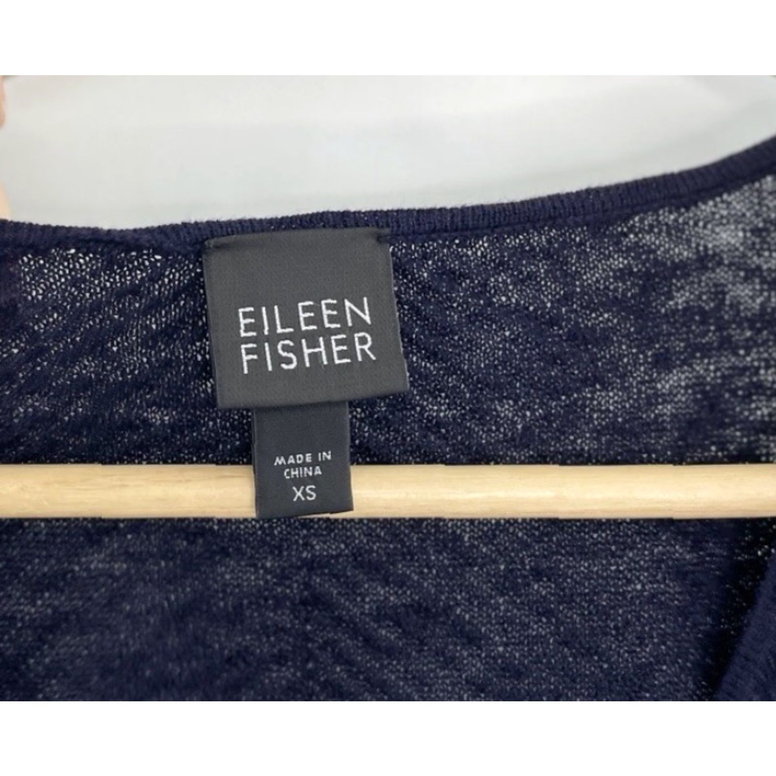 Eileen Fisher Eileen Fisher Navy Blue V-Neck Faux Wrap Knit Dress XS Linen Short Sleeve Casual Lightweight A-Line Classic Womens Size XS / US 0-2 / IT 36-38 - 4 Thumbnail